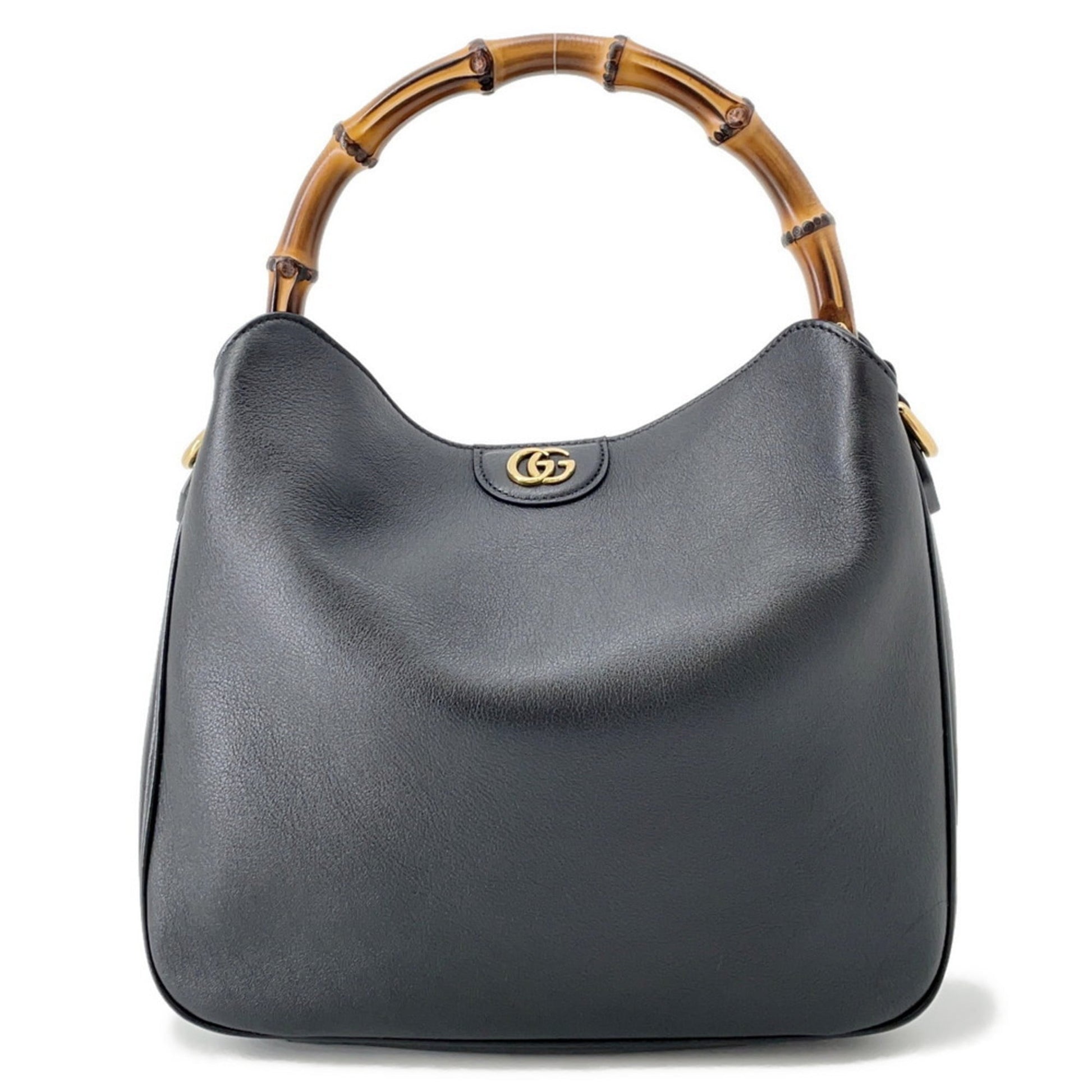 Gucci Beige Black Leather Handbag