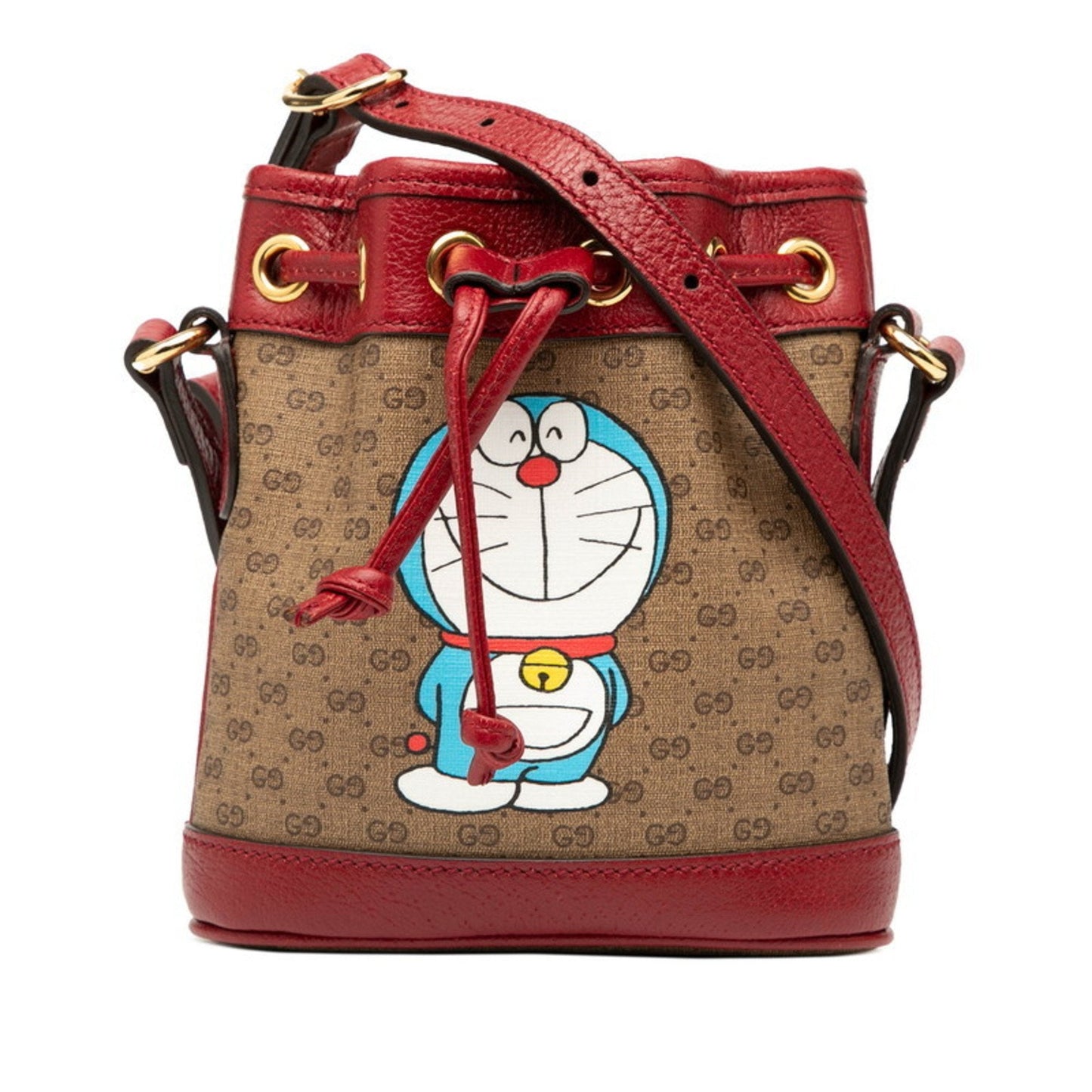 Gucci Brown Red Color Pvc Leather Shoulder Bag
