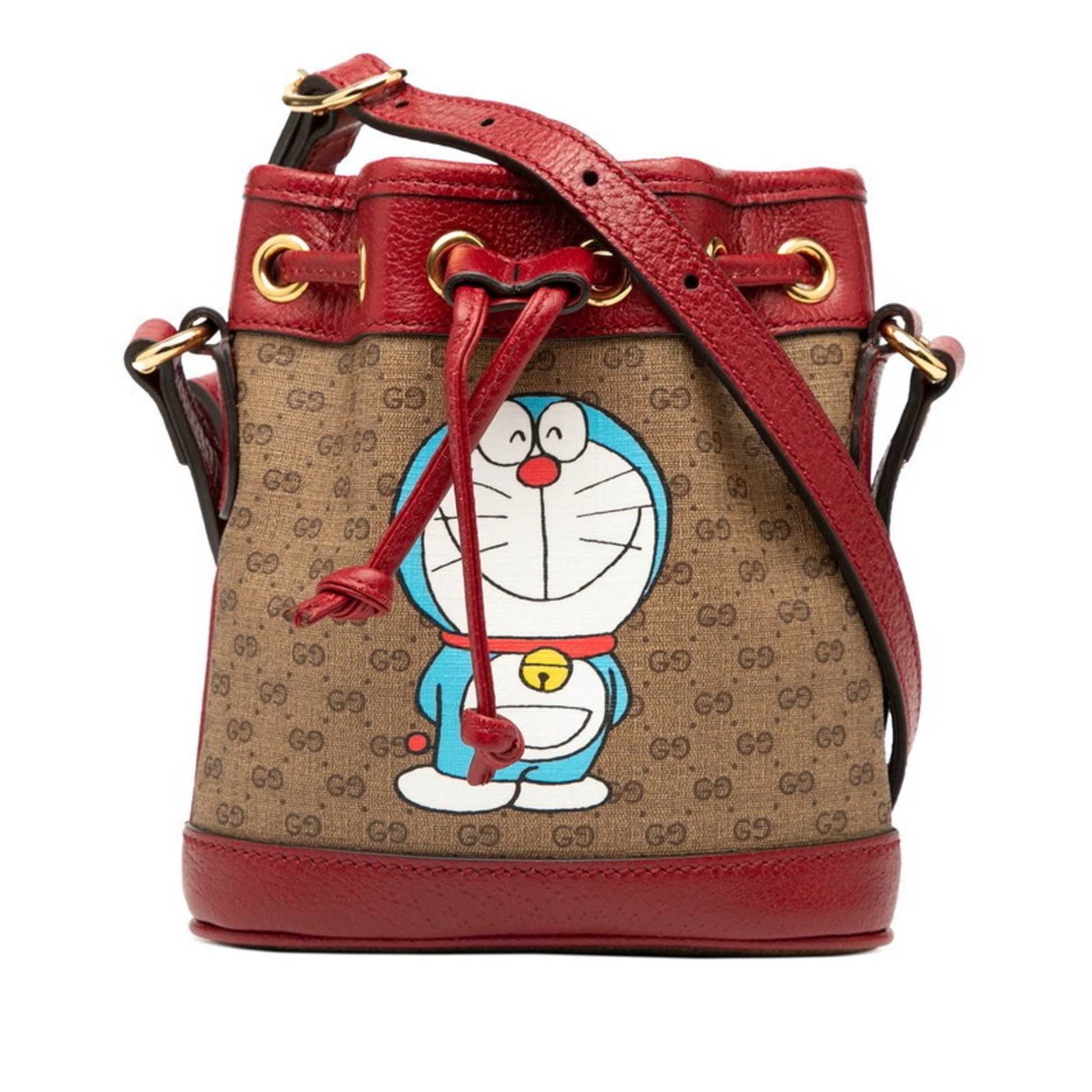 Gucci Brown Red Color Pvc Leather Shoulder Bag