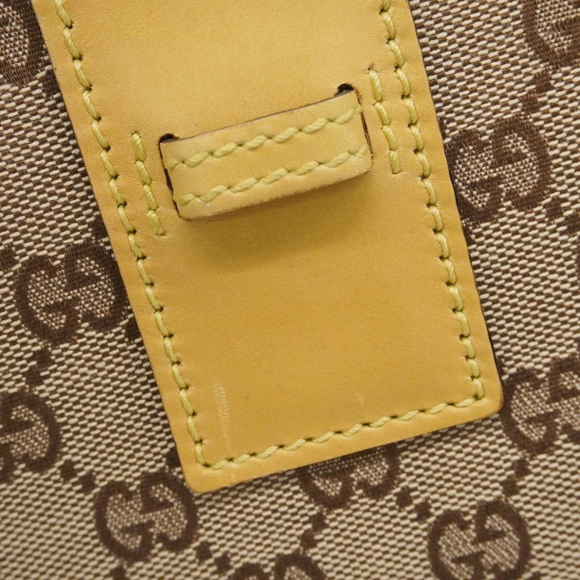 Gucci Beige Yellow Canvas Leather Shoulder Bag