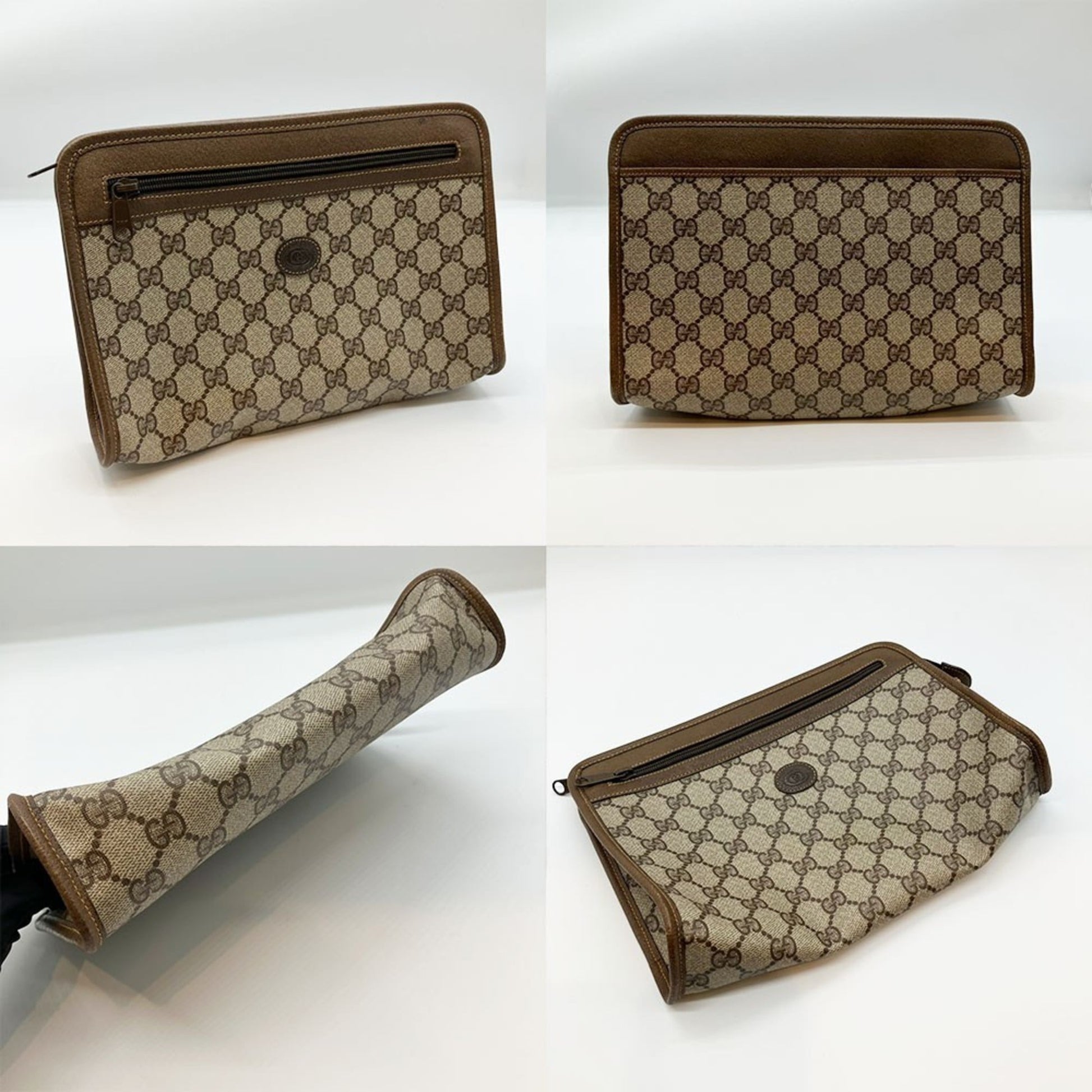 Gucci Brown Gg Plus Clutch Bag