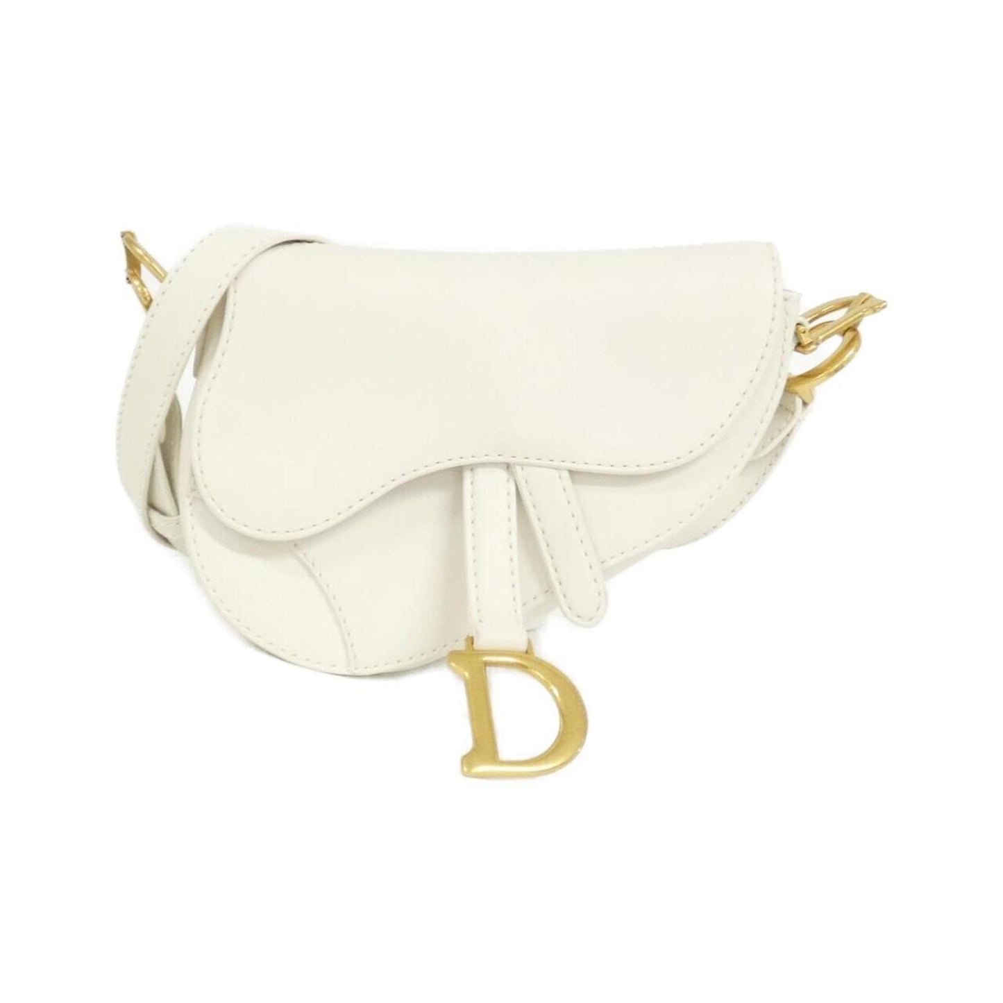 Dior Handbag Christian Shoulder Bag Leather Gold