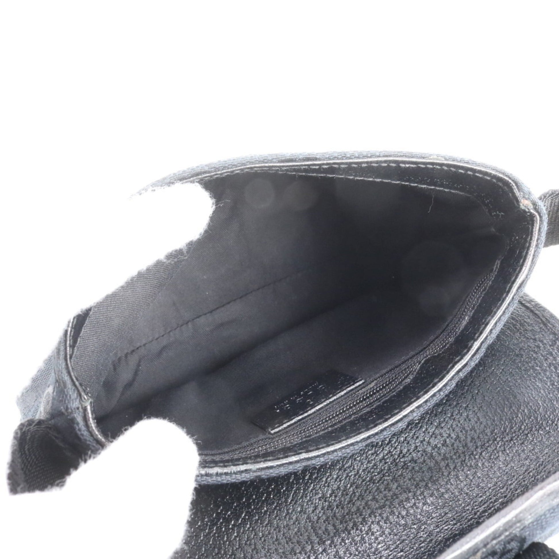 Gucci Black Leather Canvas Pouch Sling Bag