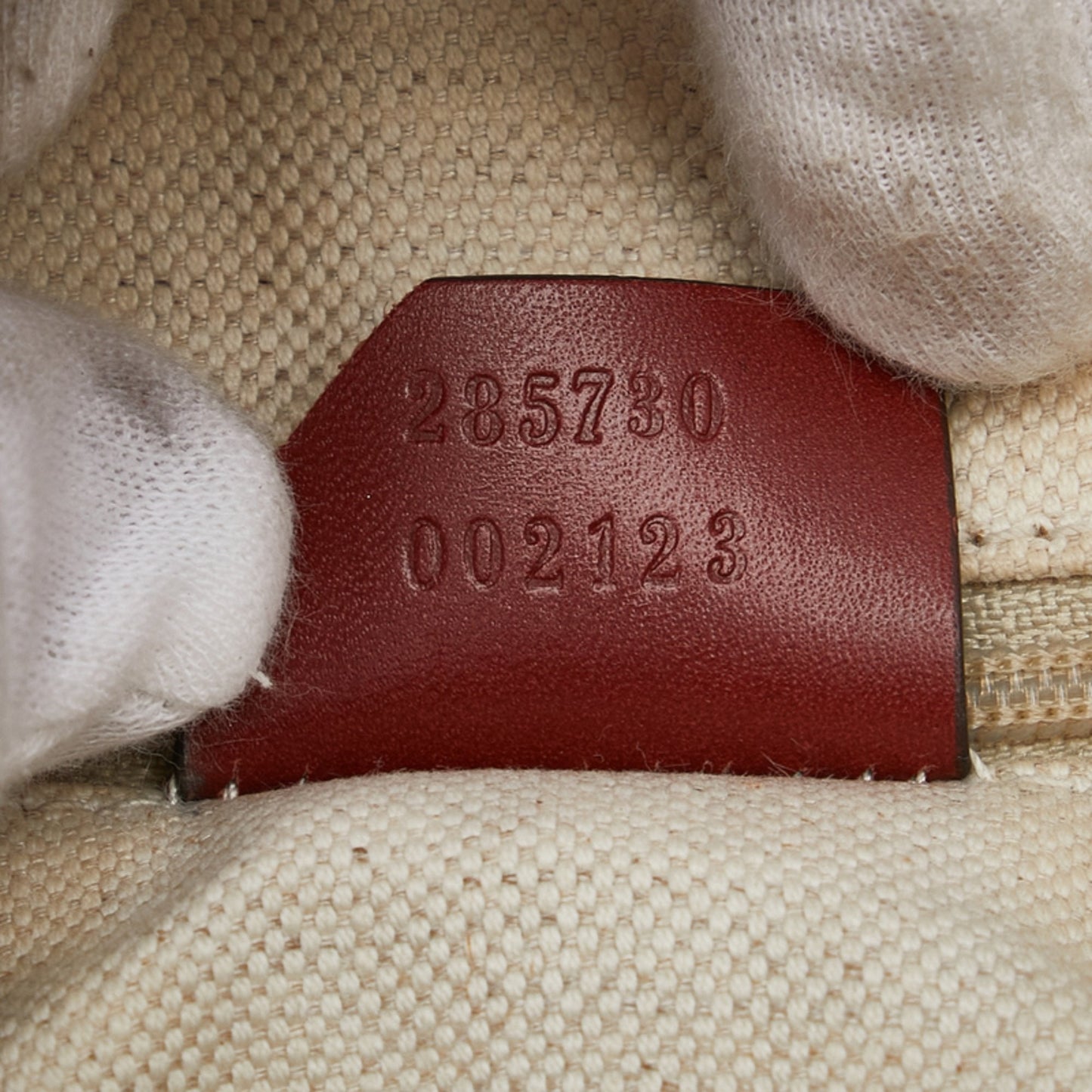 Gucci Beige Red Color Canvas Leather Shoulder Bag Tote Bag