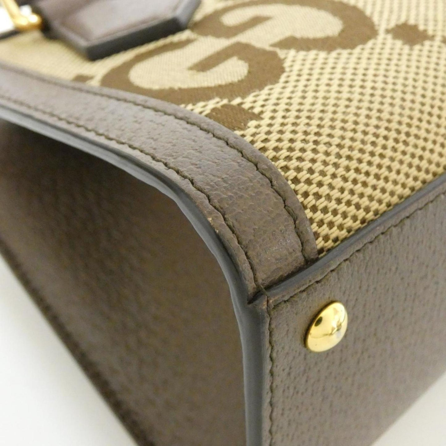 Gucci Brown Camel Gg Canvas Leather Handbag