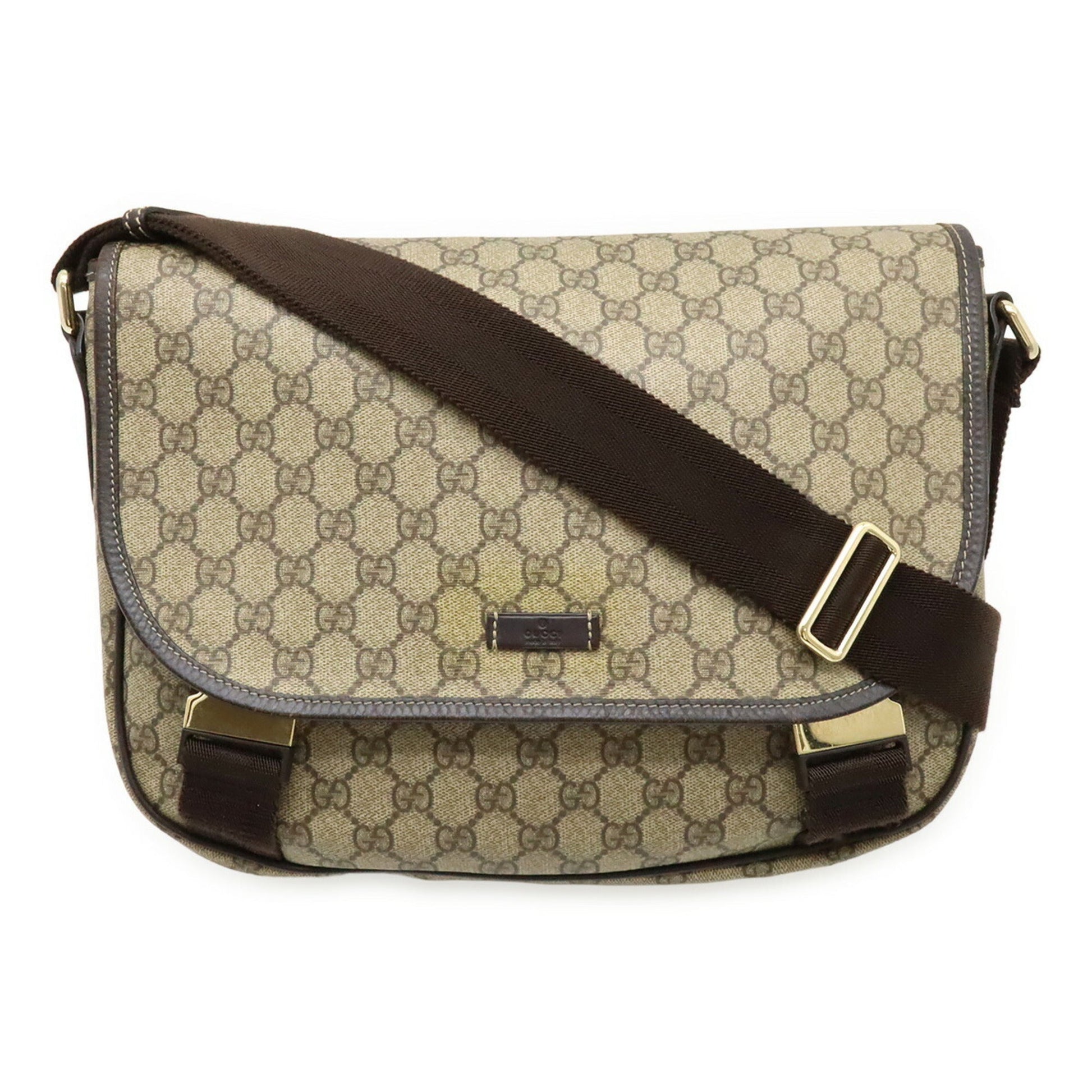 Gucci Beige Dark Brown Gg Supreme Leather Shoulder Bag