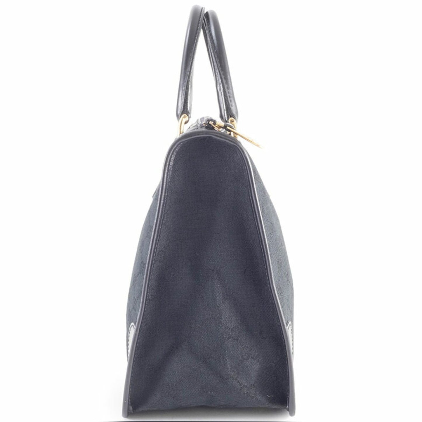 Gucci Black Gg Canvas Leather Handbag