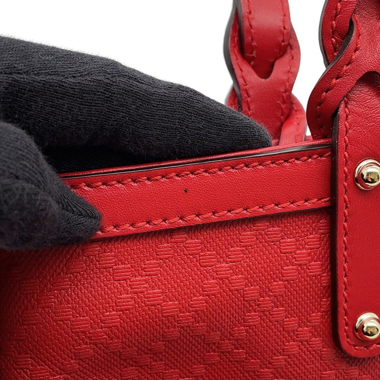 Gucci Red Color Leather Pouch Tote Bag