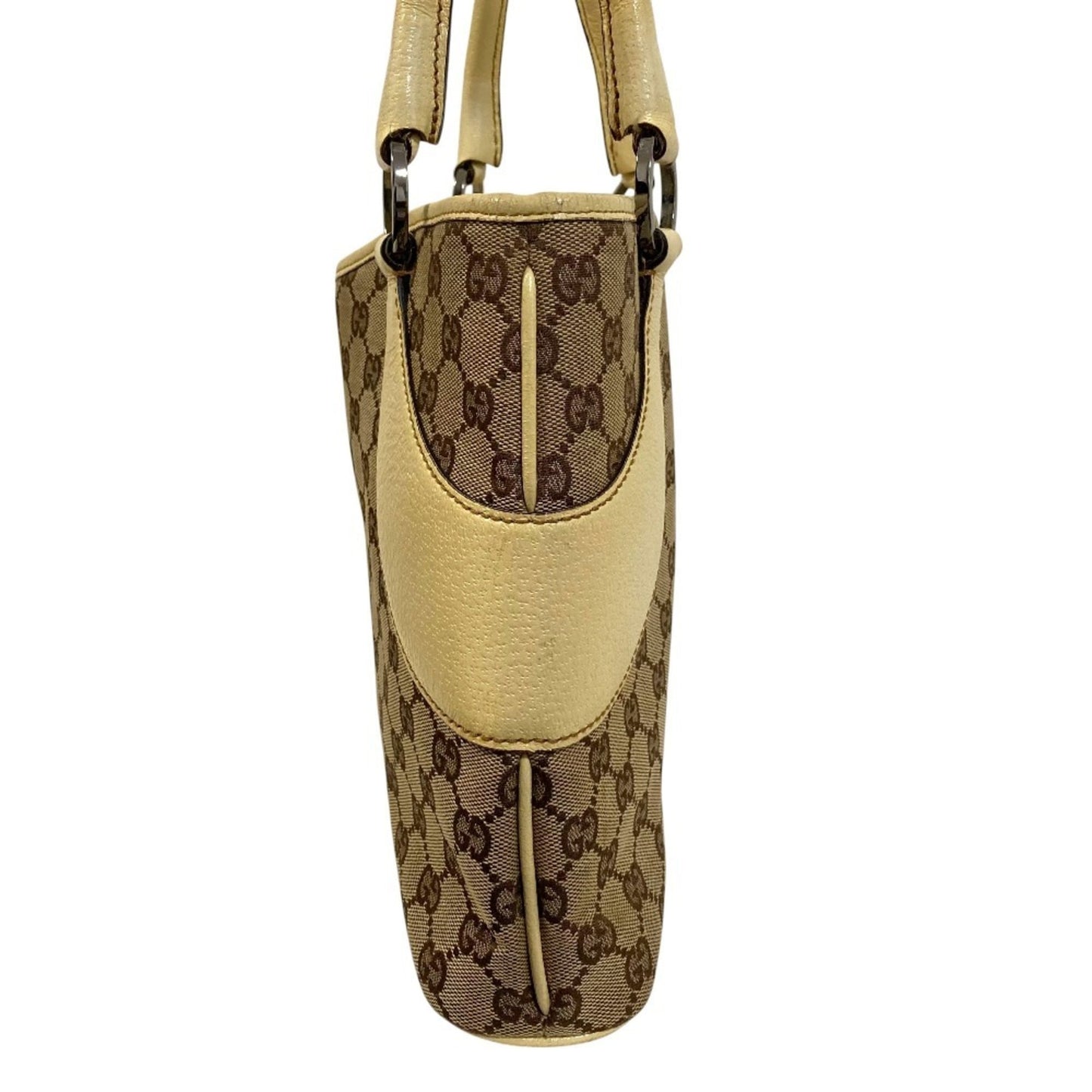 Gucci Beige Gg Canvas Leather Handbag