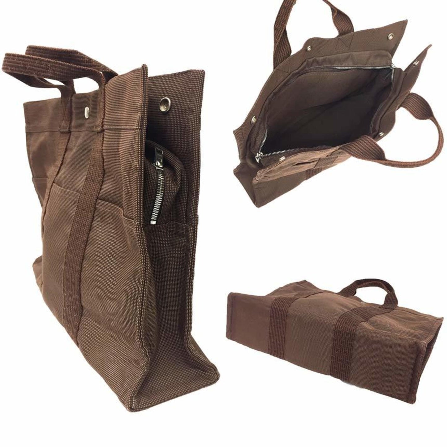 Hermes Tote Bag Canvas Nylon Brown