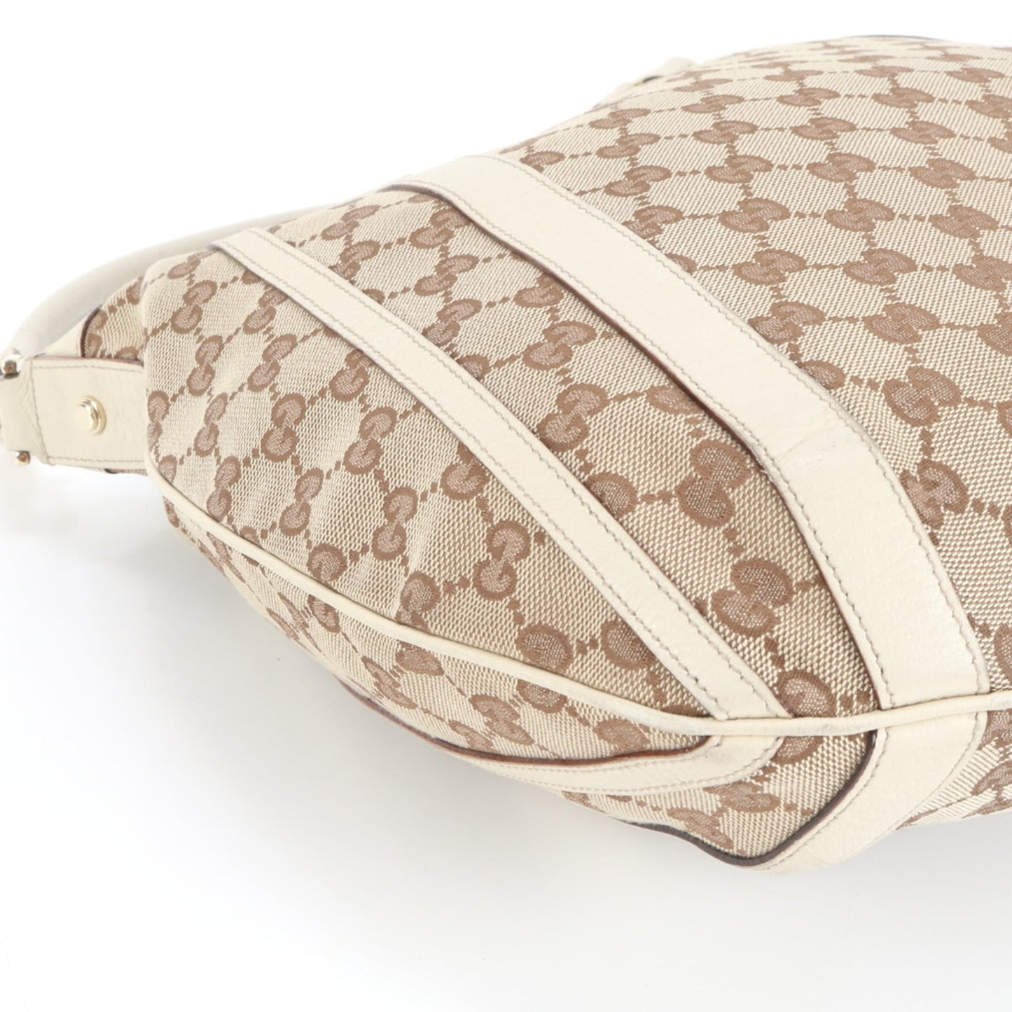Gucci Brown White Leather Canvas Shoulder Bag