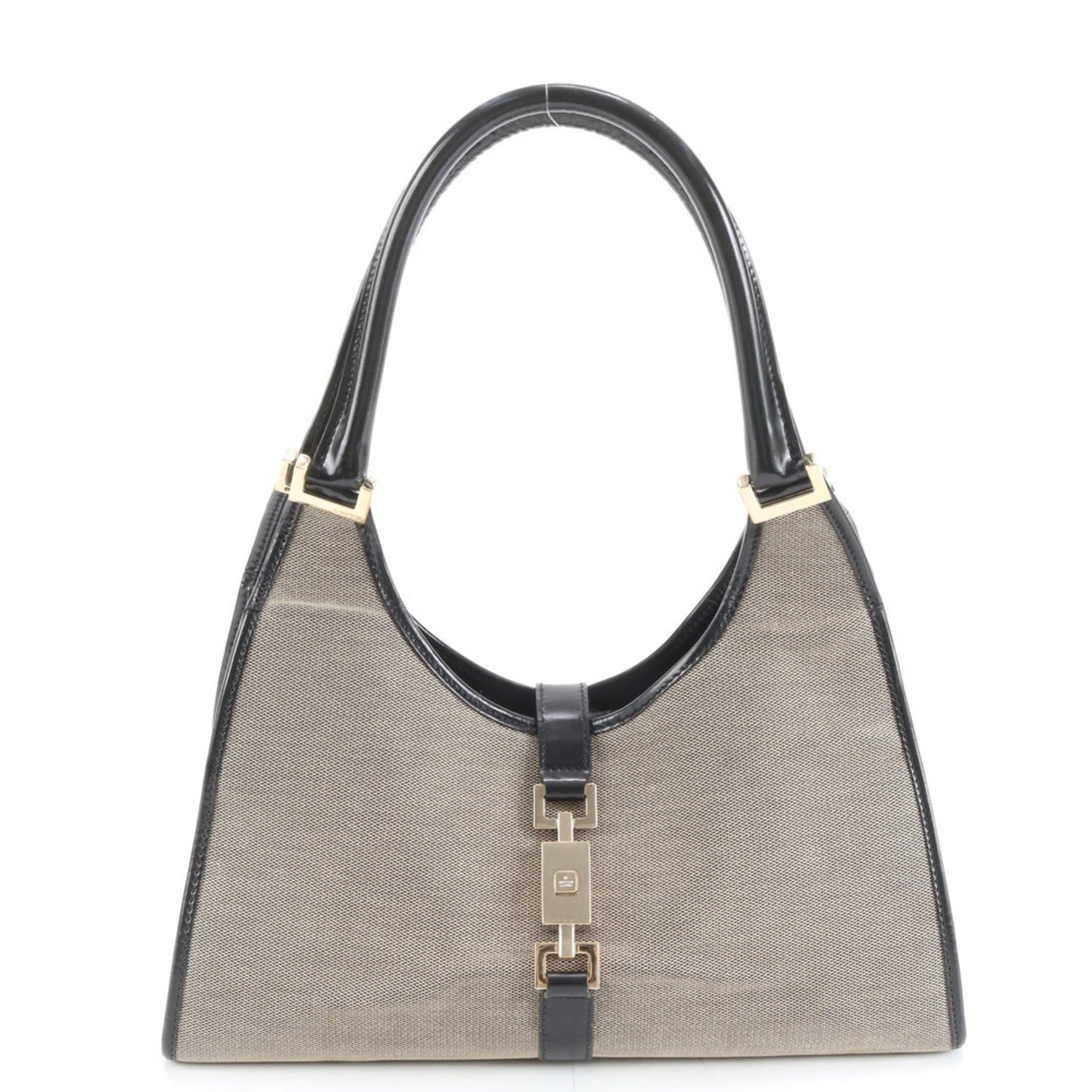 Gucci Beige Leather Canvas Handbag