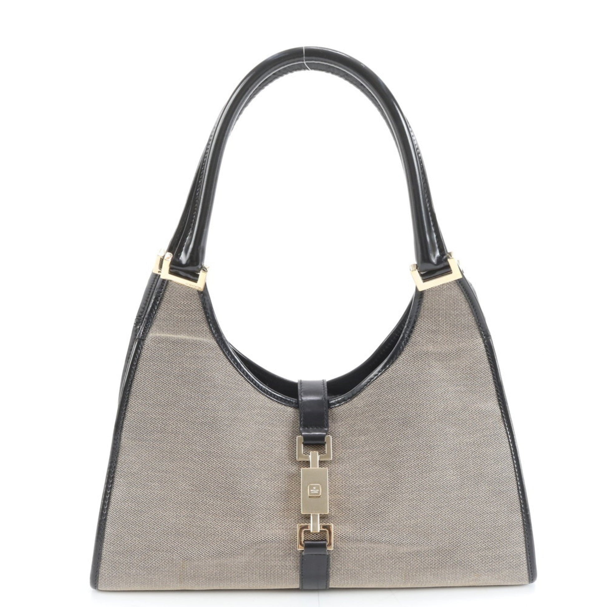 Gucci Beige Leather Canvas Handbag