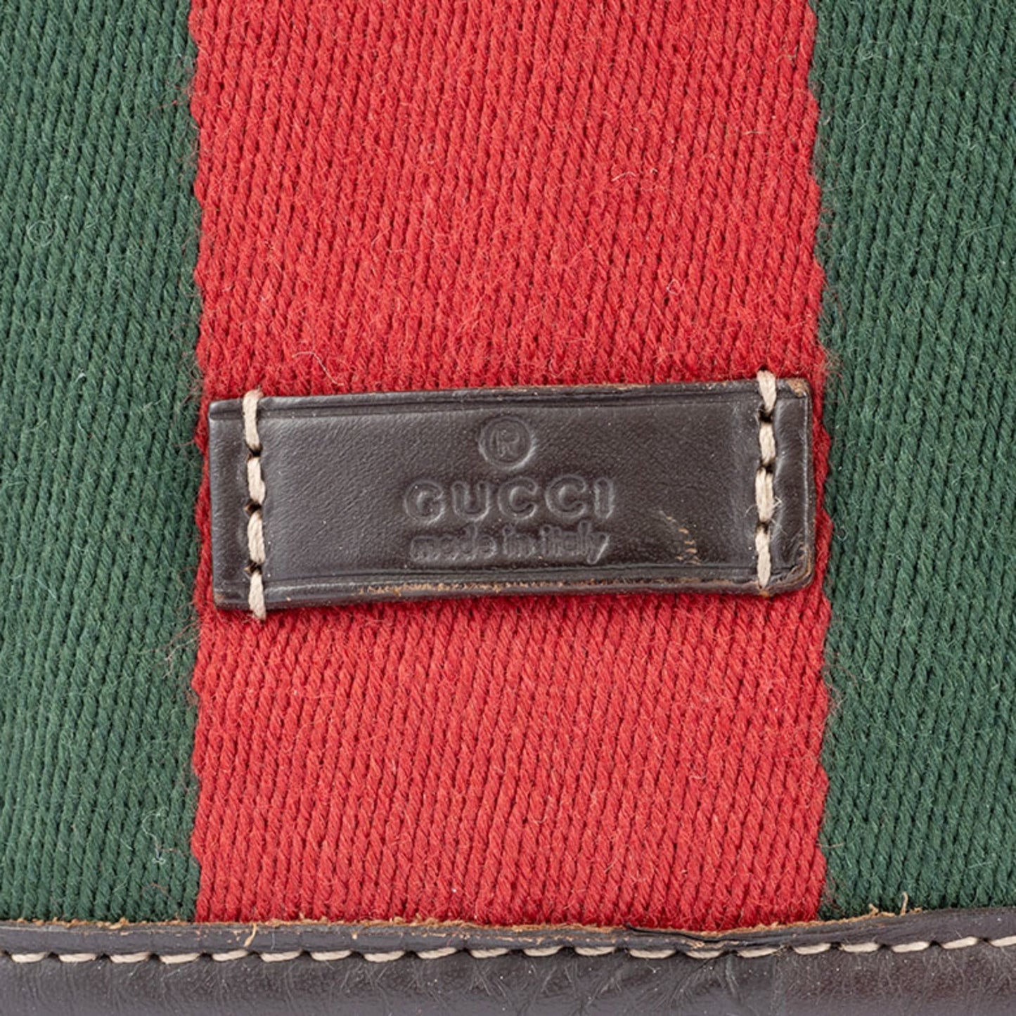 Gucci Beige Brown Canvas Leather Shoulder Bag