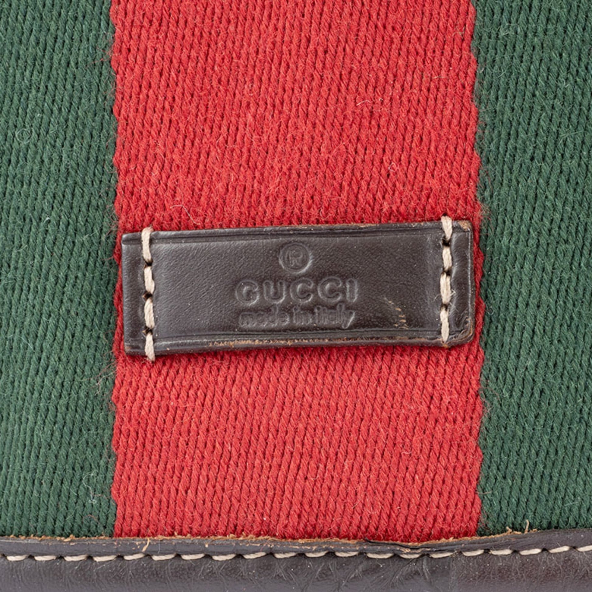 Gucci Beige Brown Canvas Leather Shoulder Bag