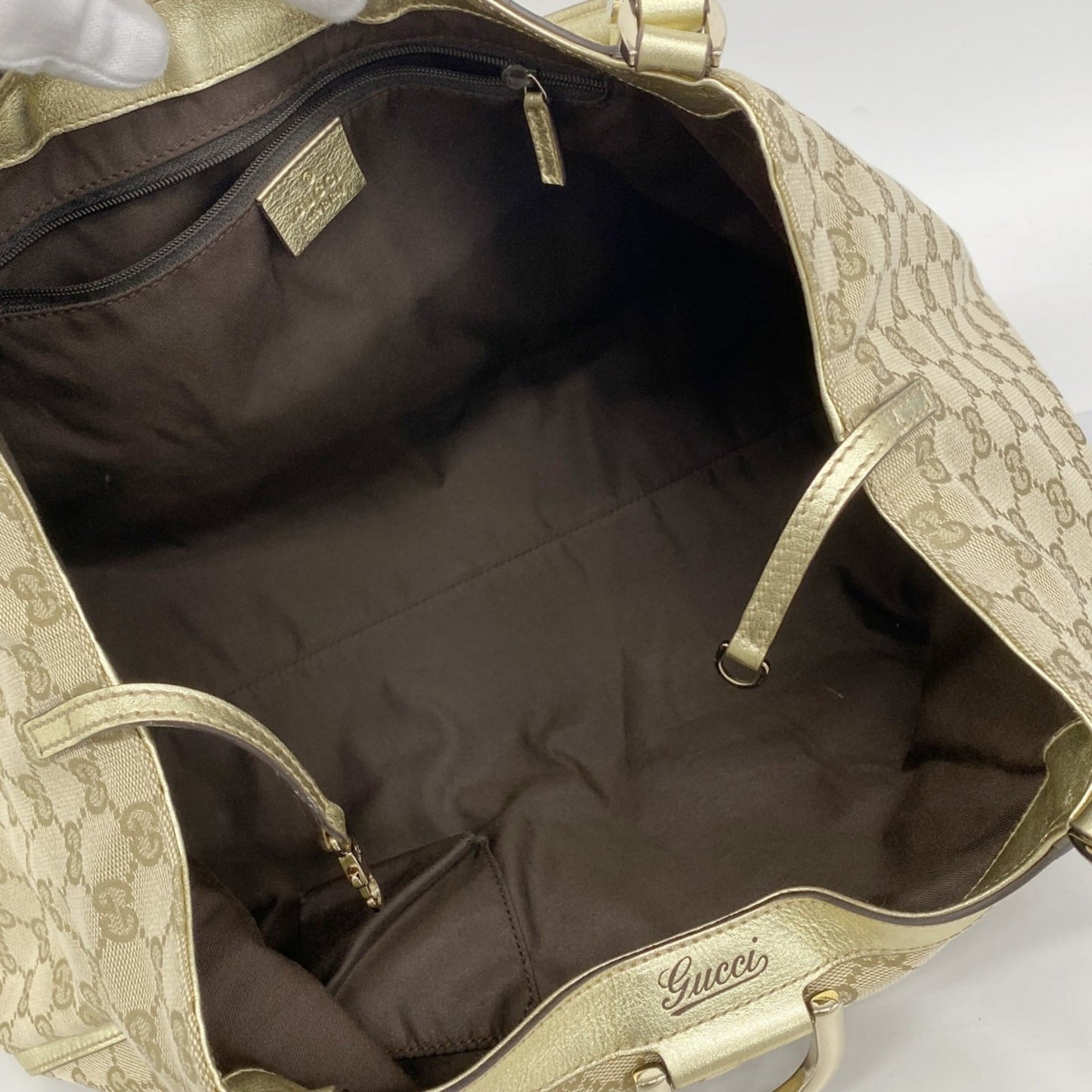 Gucci Beige Brown Canvas Handbag