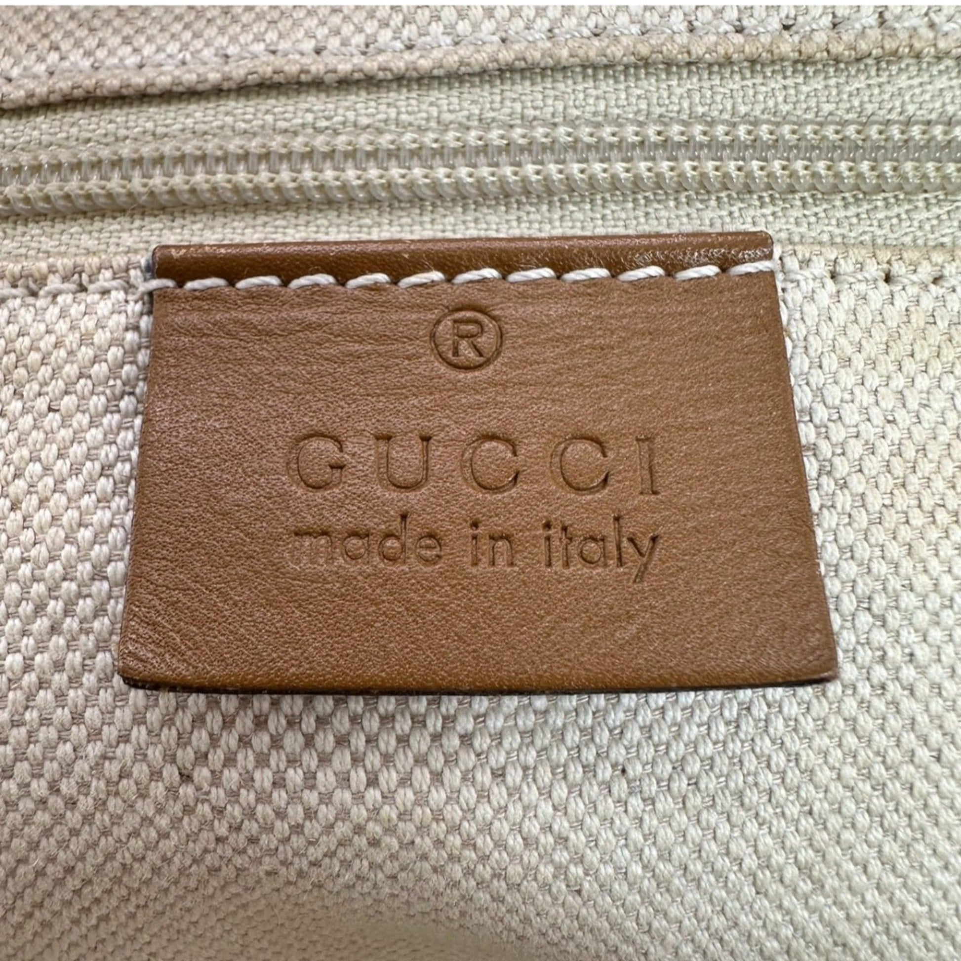 Gucci Beige Brown Canvas Shoulder Bag Tote Bag