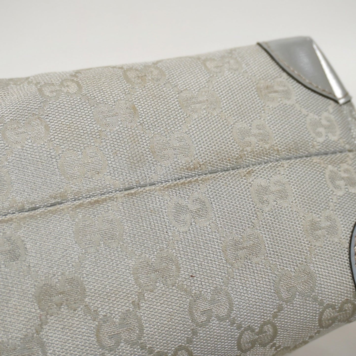 Gucci Silver Canvas Tote Bag