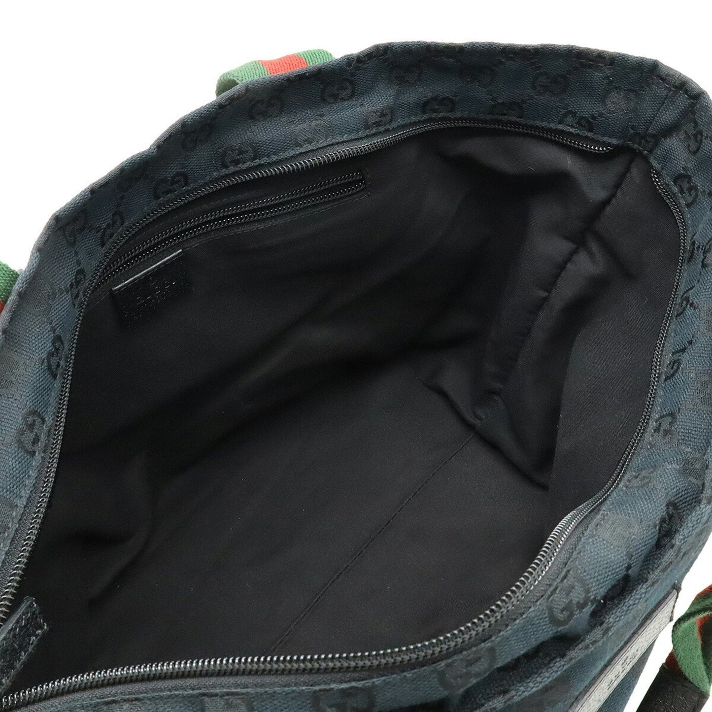 Gucci Black Green Red Color Canvas Leather Shoulder Bag Tote Bag
