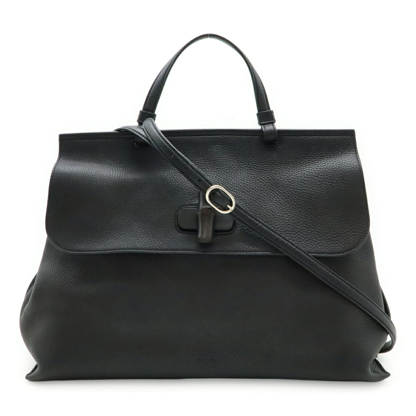 Gucci Black Bamboo Leather Handbag Shoulder Bag