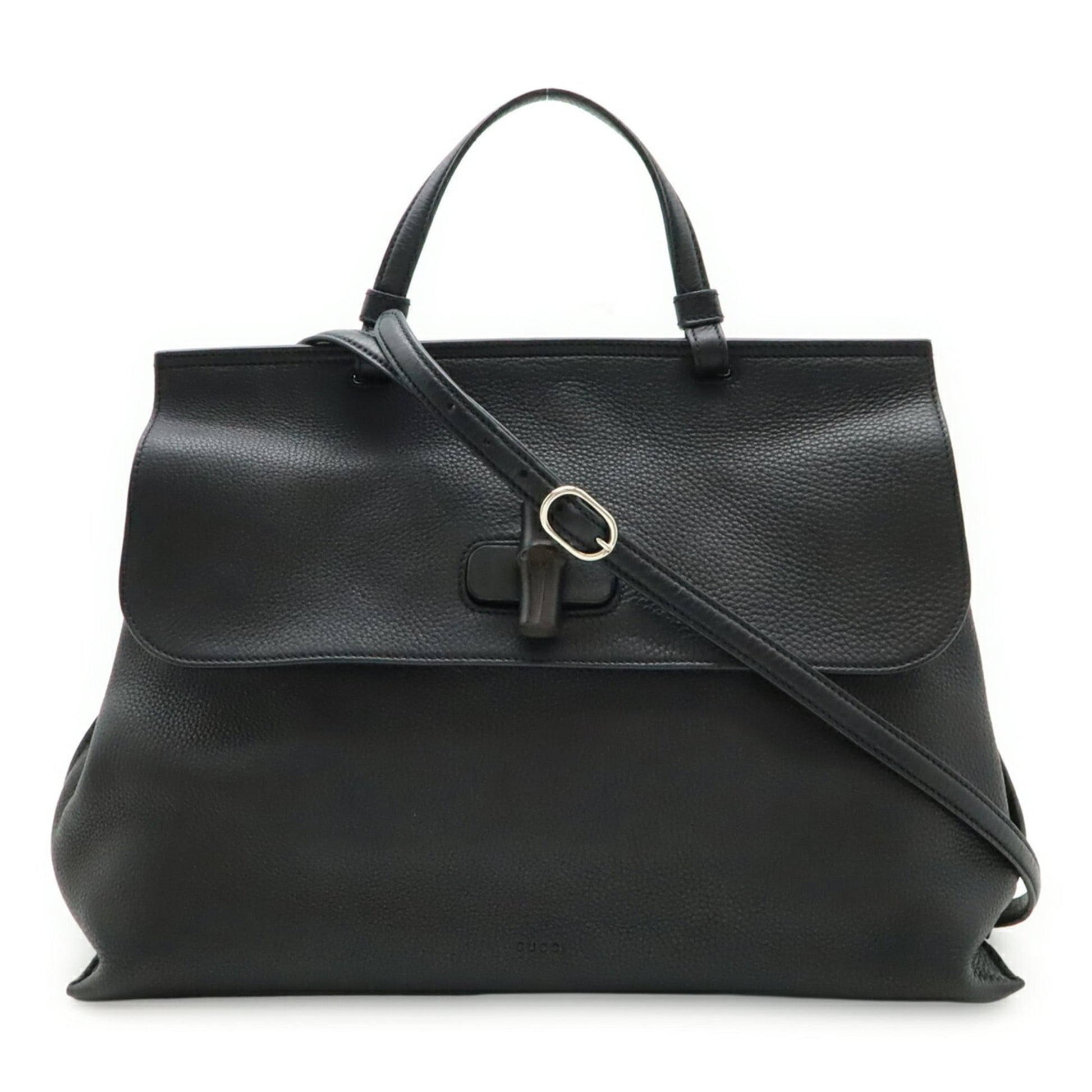 Gucci Black Bamboo Leather Handbag Shoulder Bag