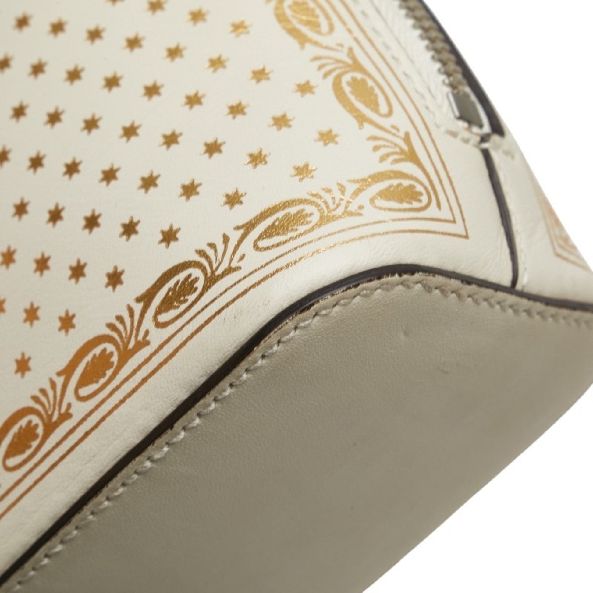 Gucci Gold White Leather Shoulder Bag