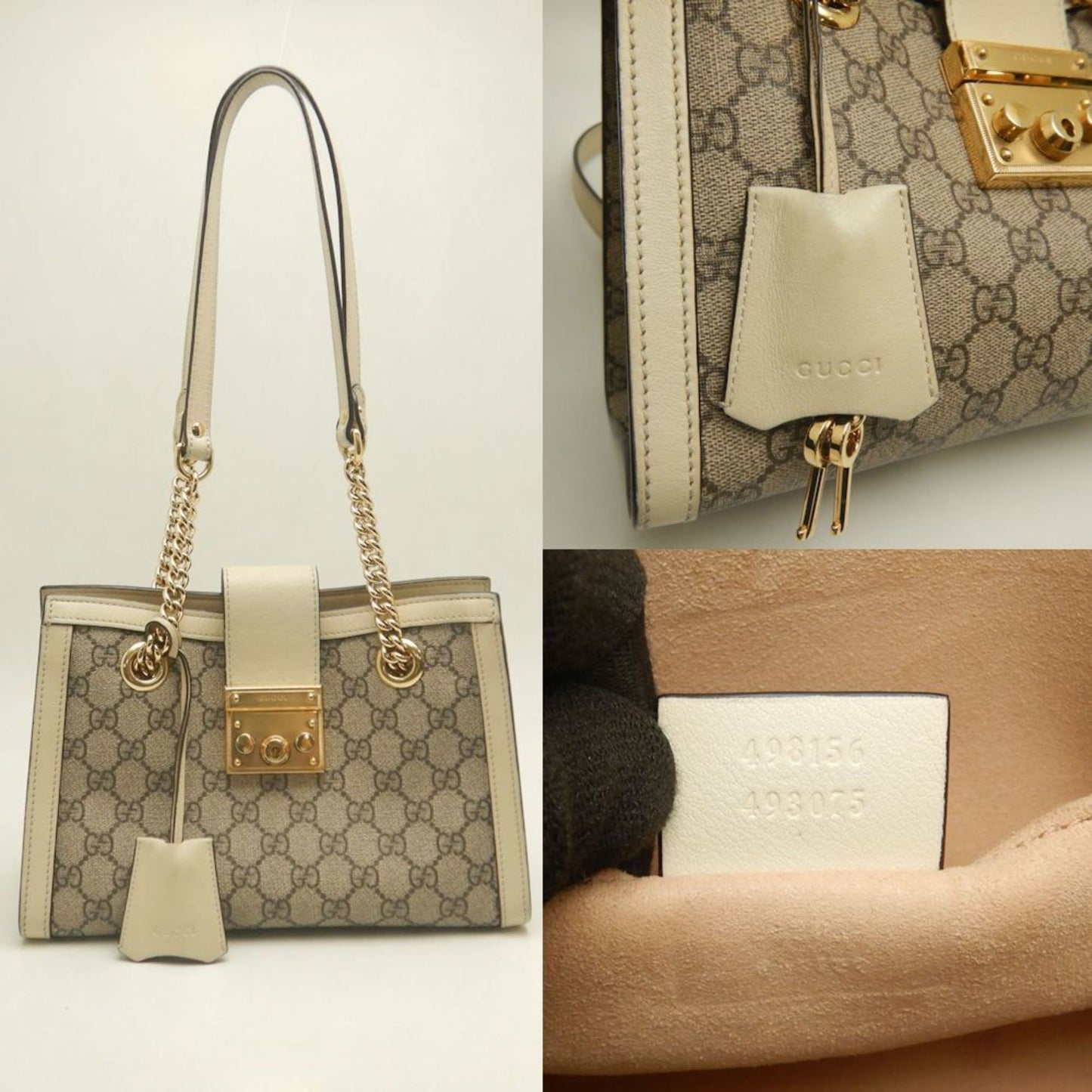 Gucci Padlock Beige Ivory Gg Supreme Tote Bag