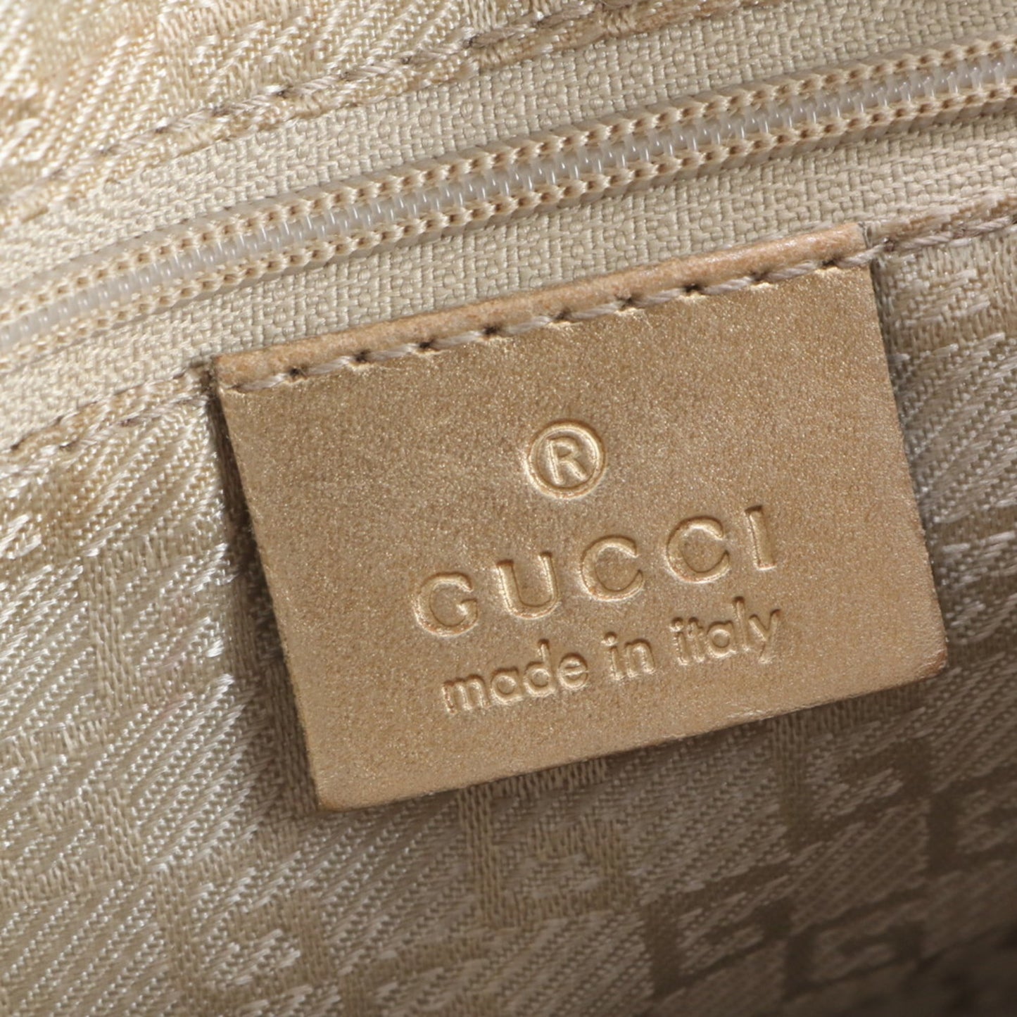Gucci Blue Gold Leather Canvas Shoulder Bag
