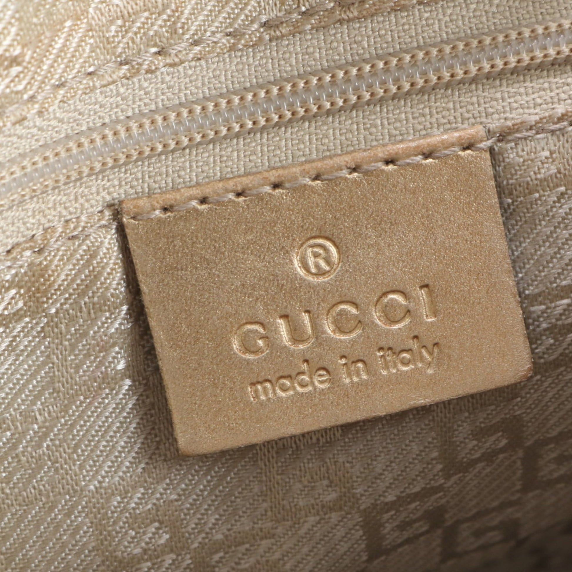 Gucci Blue Gold Leather Canvas Shoulder Bag