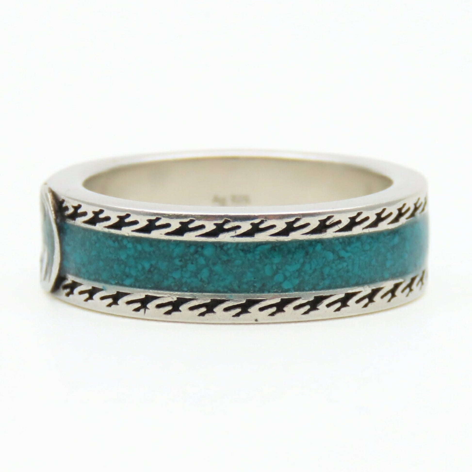 Gucci Silver Turquoise Enamel Silver 925 Band Ring