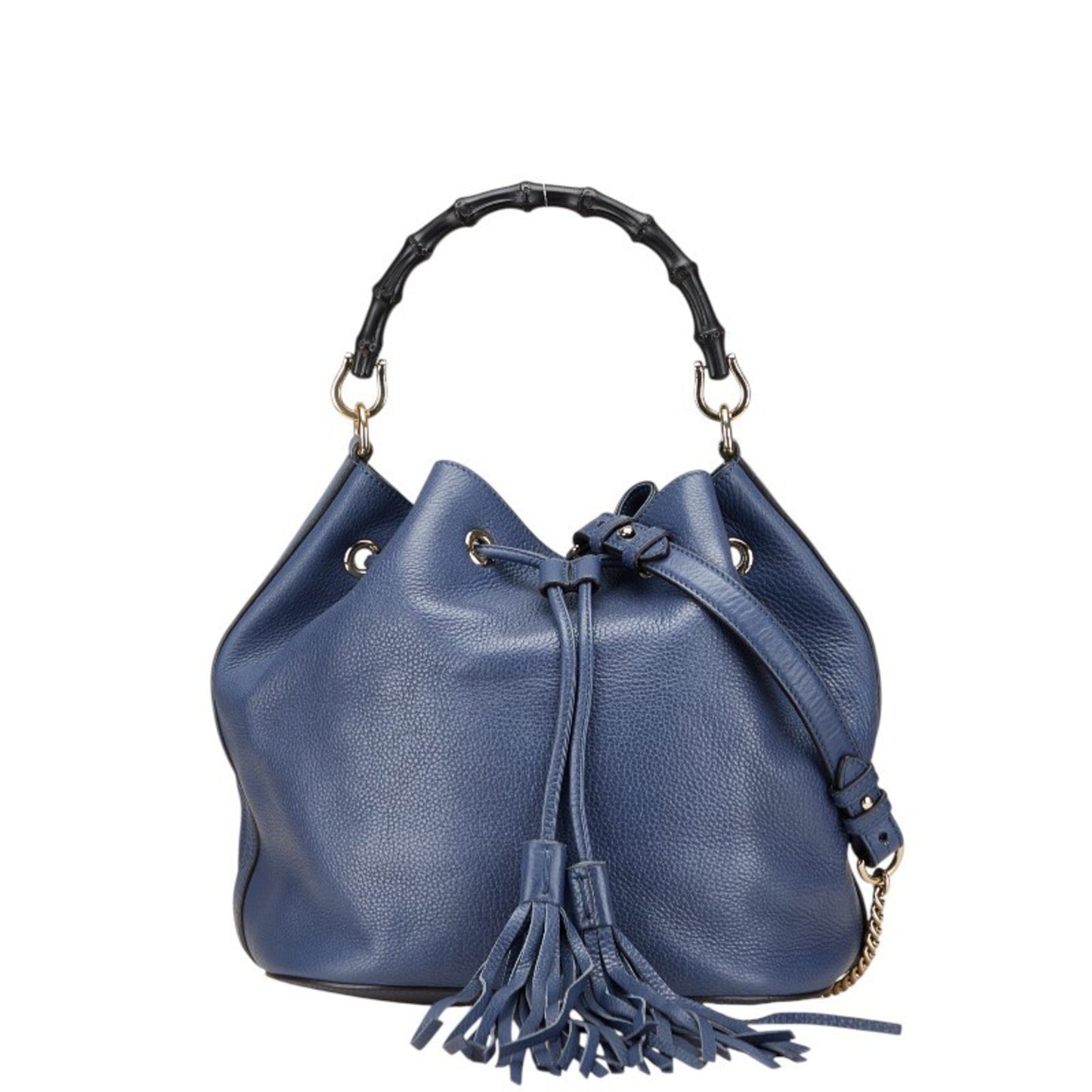 Gucci Bamboo Navy Leather Handbag Shoulder Bag