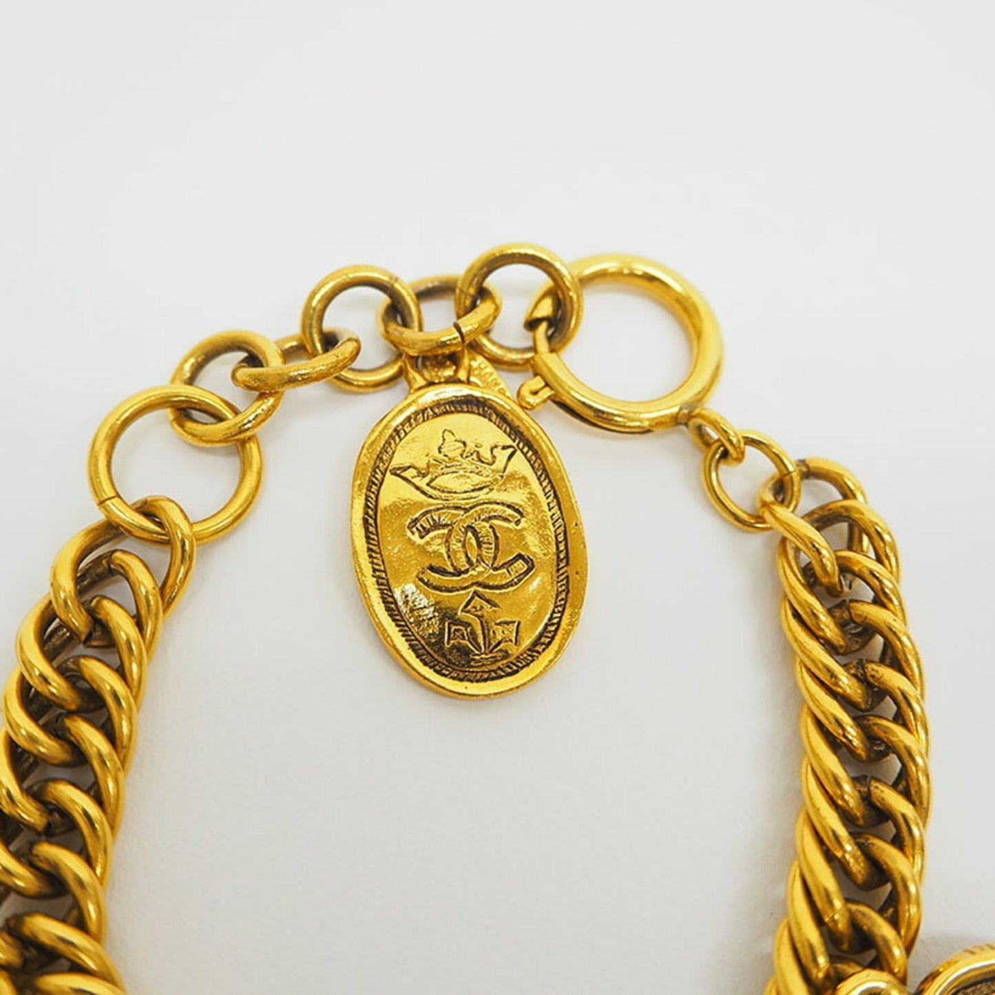 CHANEL   charm coco mark bracelet gold medal coin crown