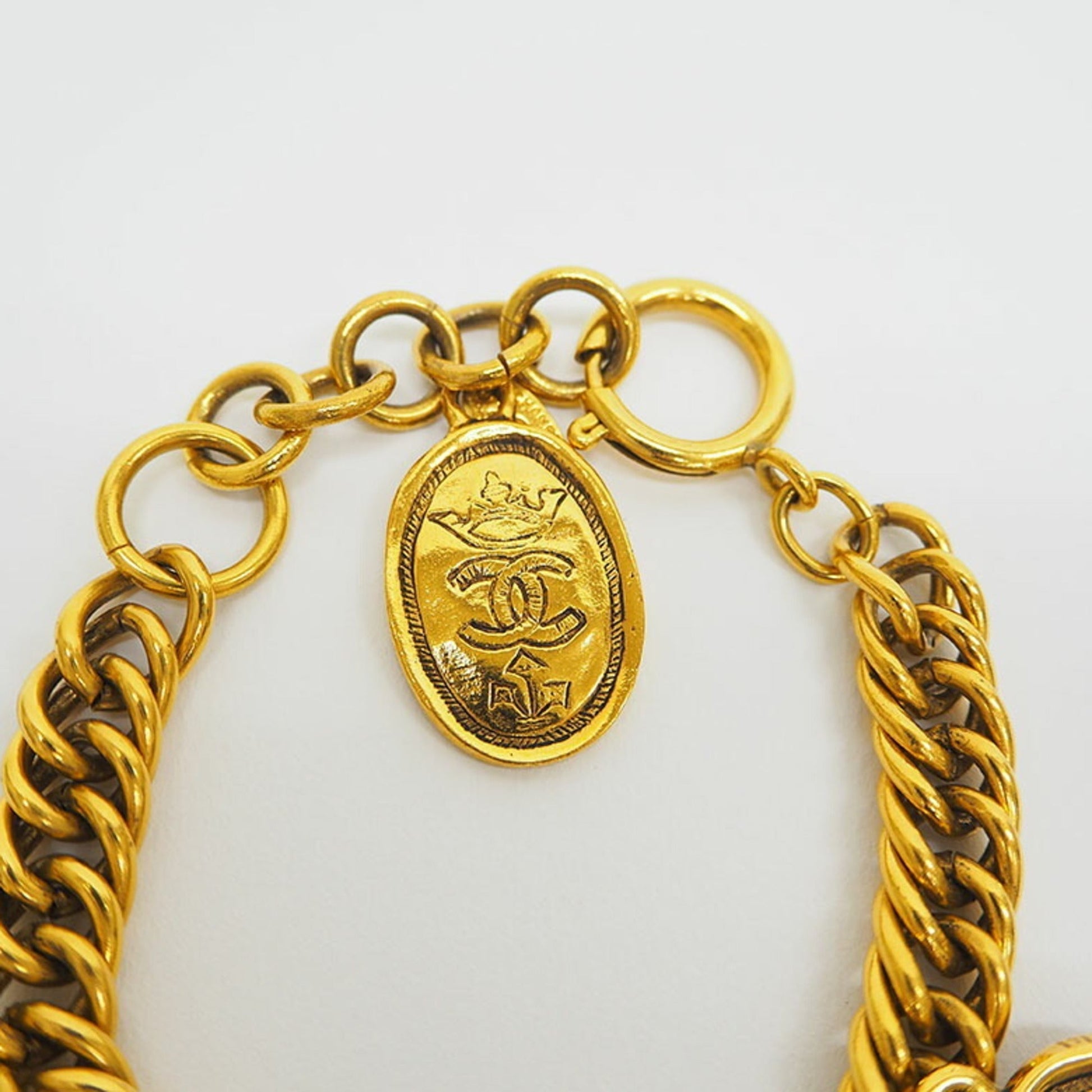CHANEL   charm coco mark bracelet gold medal coin crown