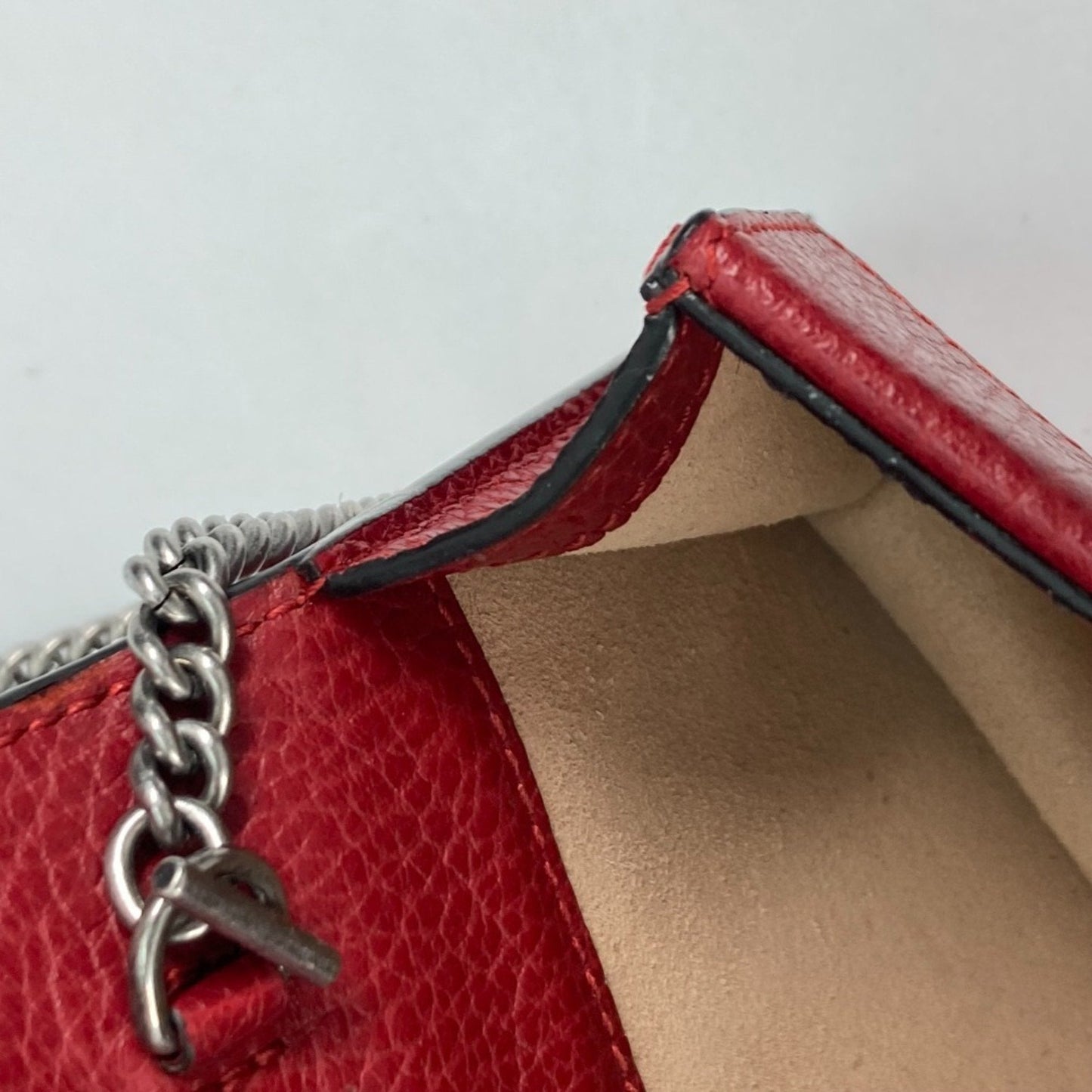 Gucci Red Color Leather Clutch Bag Pouch Shoulder Bag