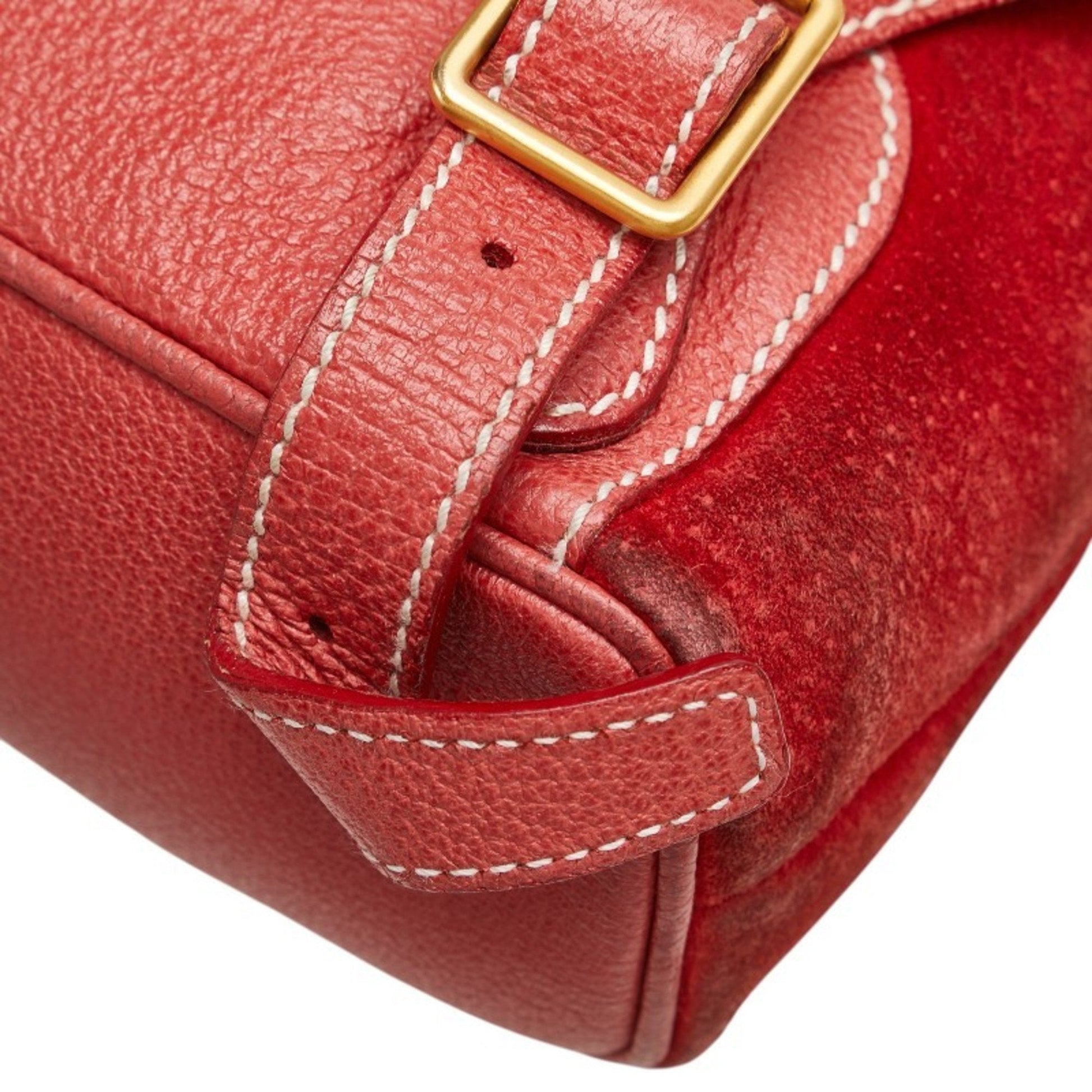 Gucci Bamboo Red Color Suede Leather Backpack
