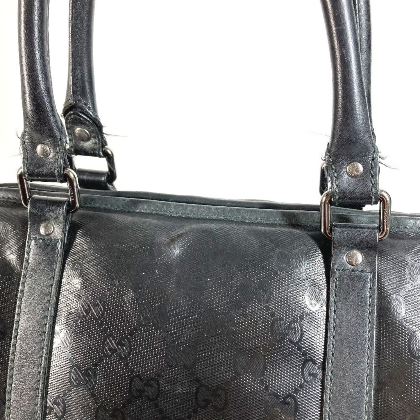 Gucci Gg Imprimé Black Leather Gg Imprimé Boston Bag Shoulder Bag Tote Bag