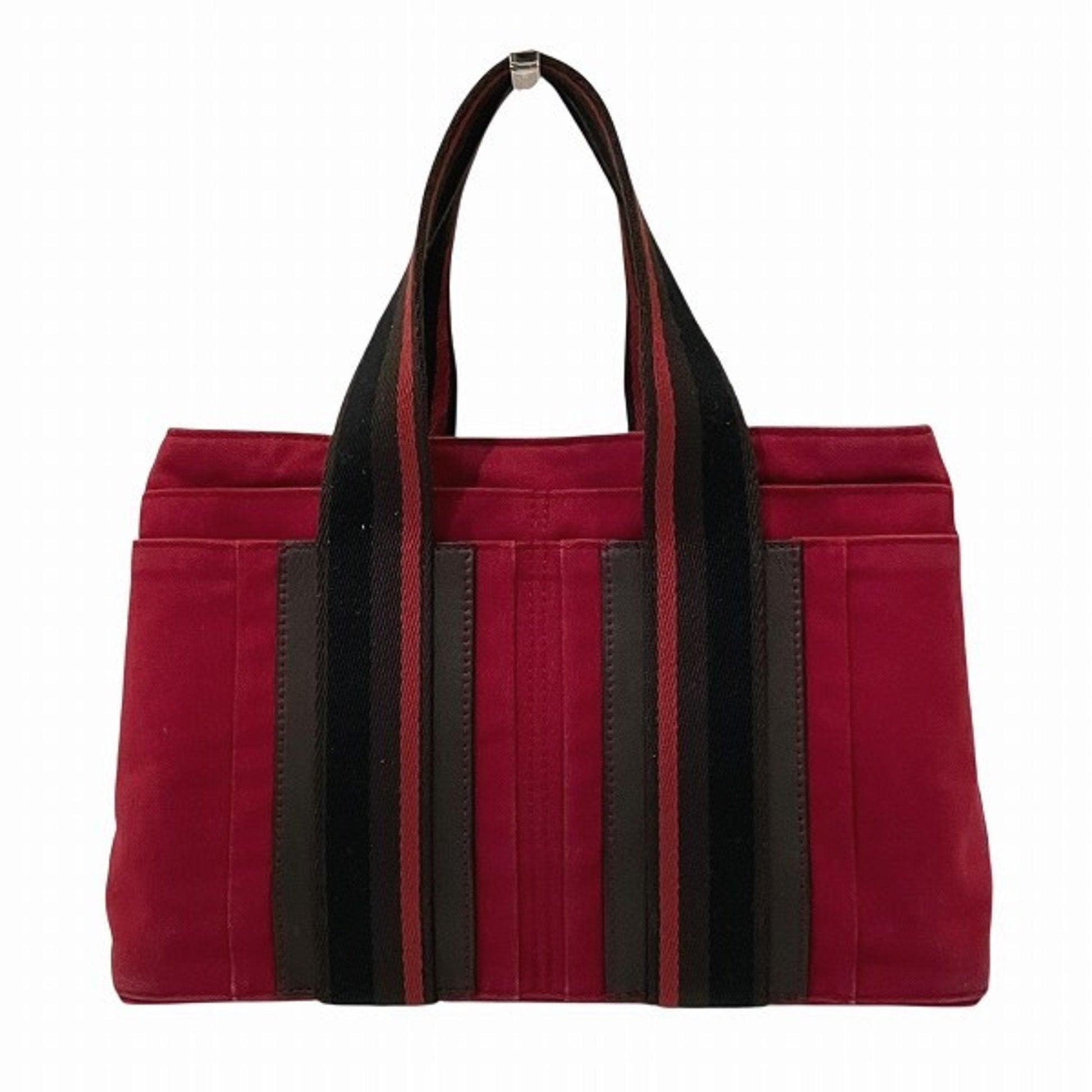 Hermes Color Tote Bag Leather Canvas Brown