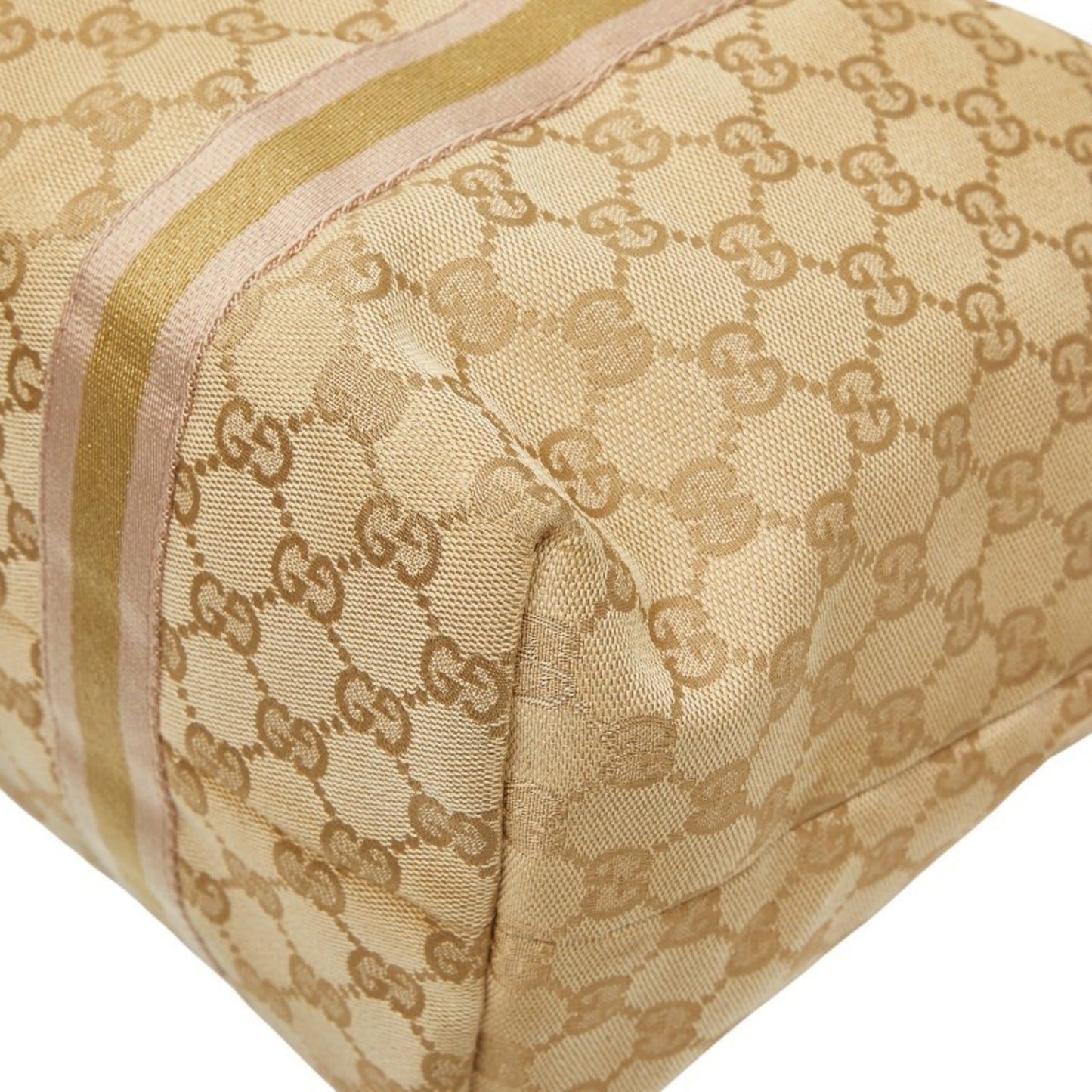 Gucci Brown Gold Canvas Leather Handbag Tote Bag