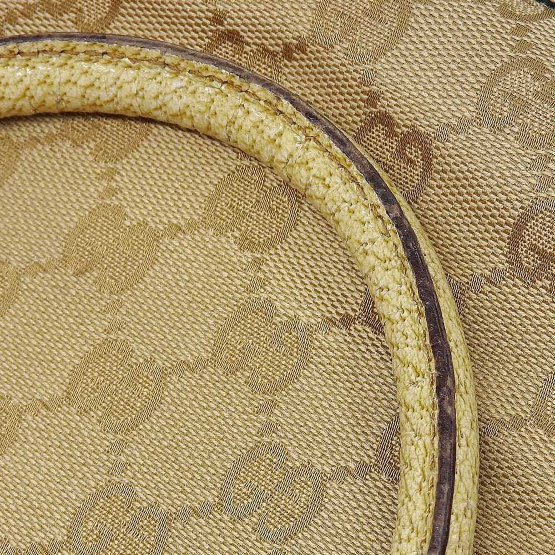 Gucci Beige Ivory Canvas Leather Handbag Tote Bag