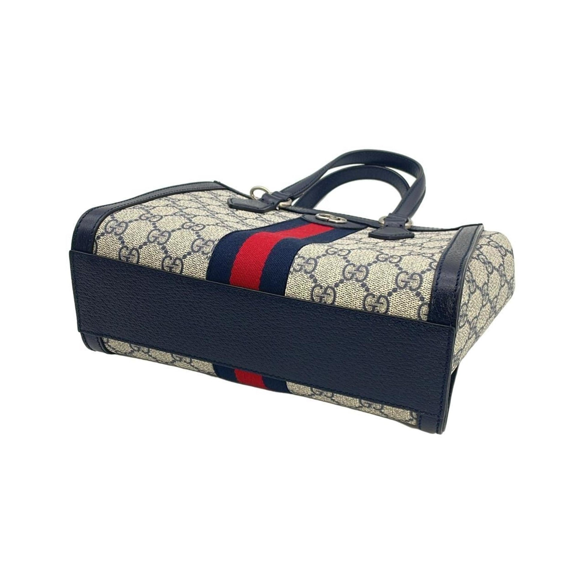 Gucci Beige Blue Gg Supreme Leather Handbag