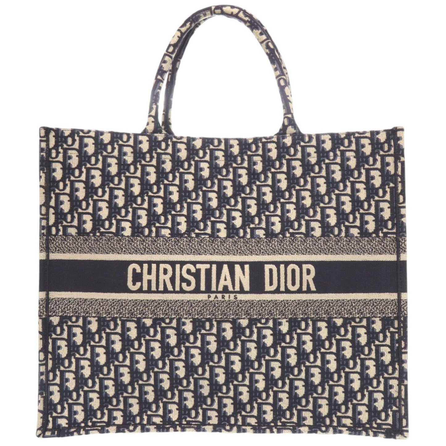 Dior Handbag Christian Tote Bag Canvas Beige Navy