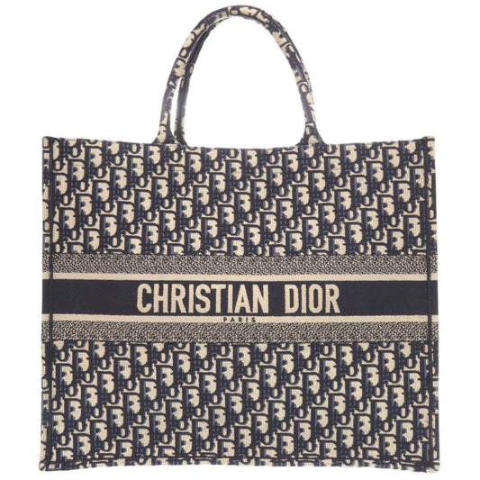 Dior Handbag Christian Tote Bag Canvas Beige Navy