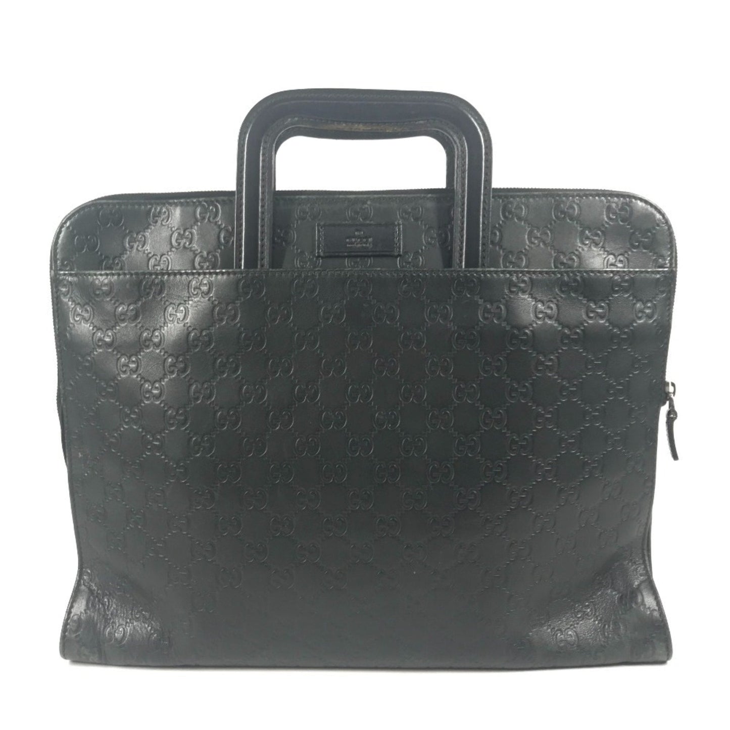 Gucci Black Gg Leather Briefcase Handbag Tote Bag