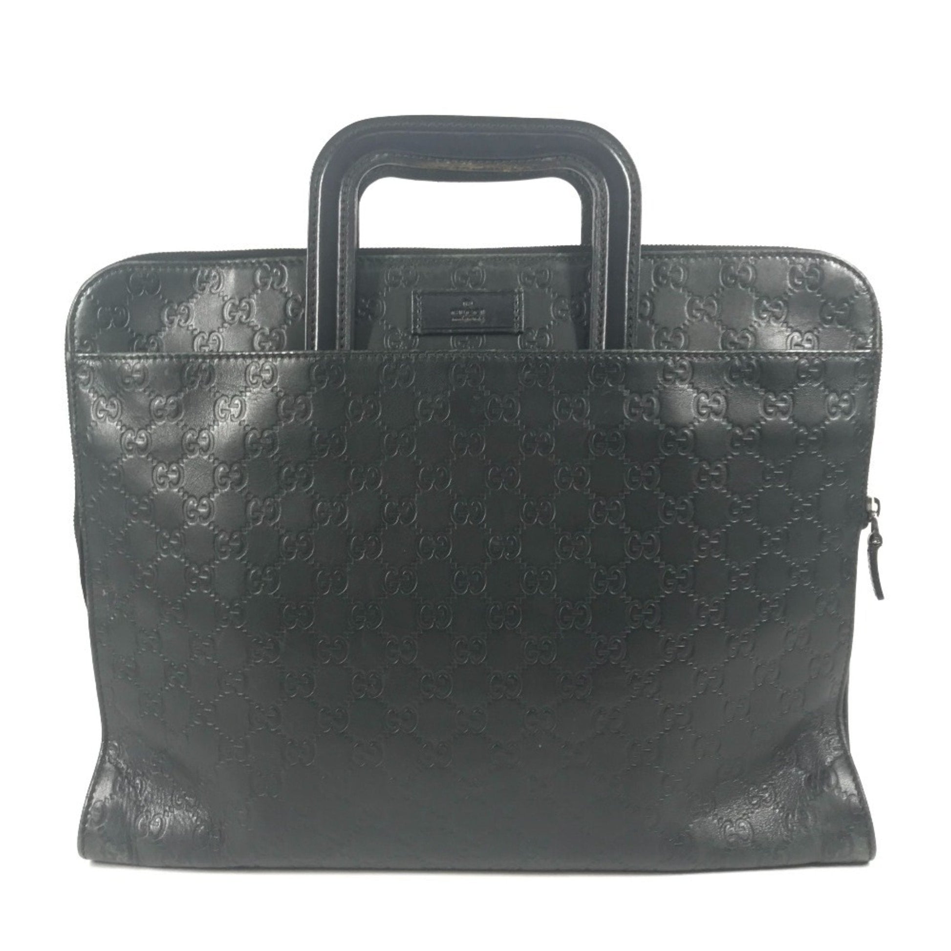 Gucci Black Gg Leather Briefcase Handbag Tote Bag