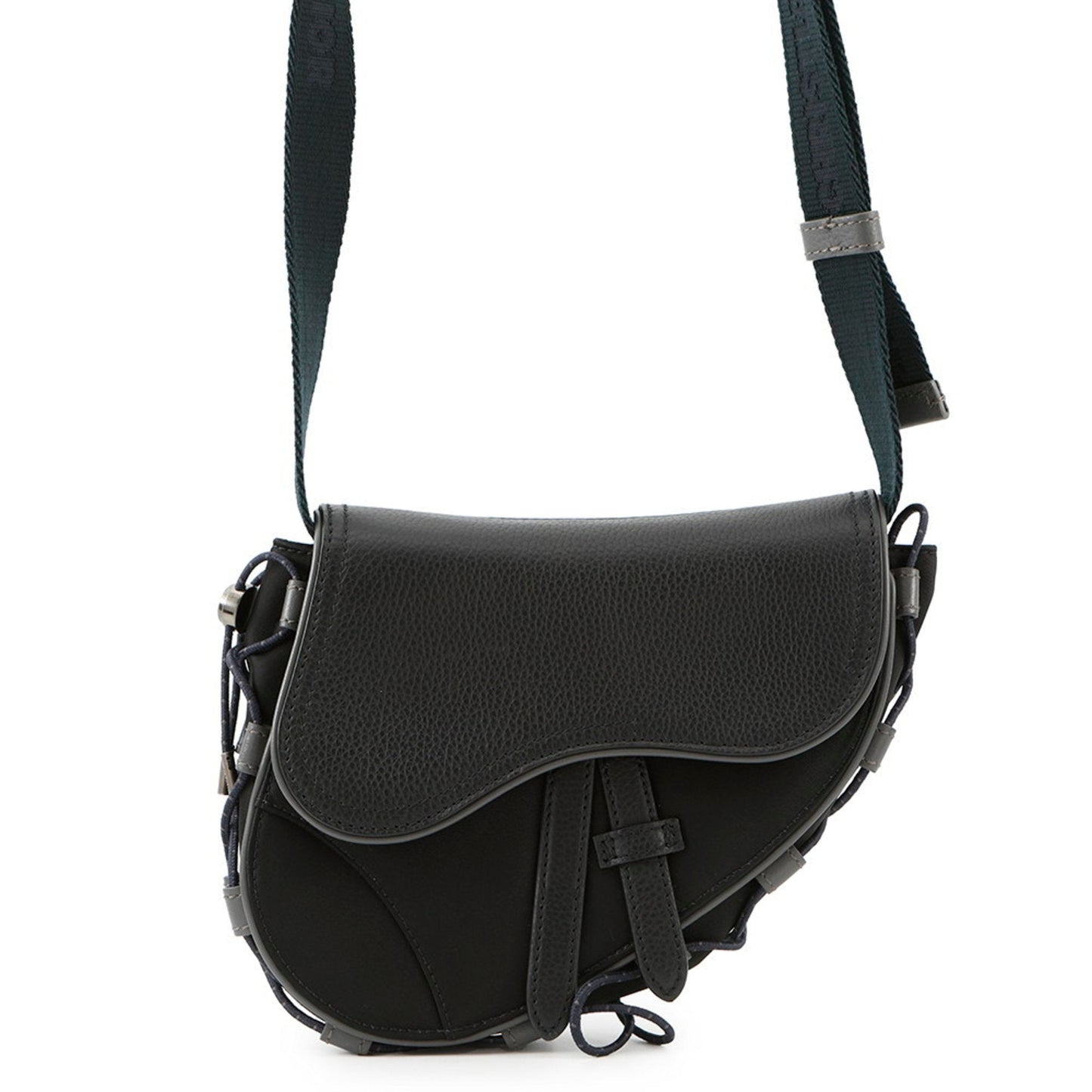 Dior Handbag Christian Fabric Shoulder Bag Leather Black