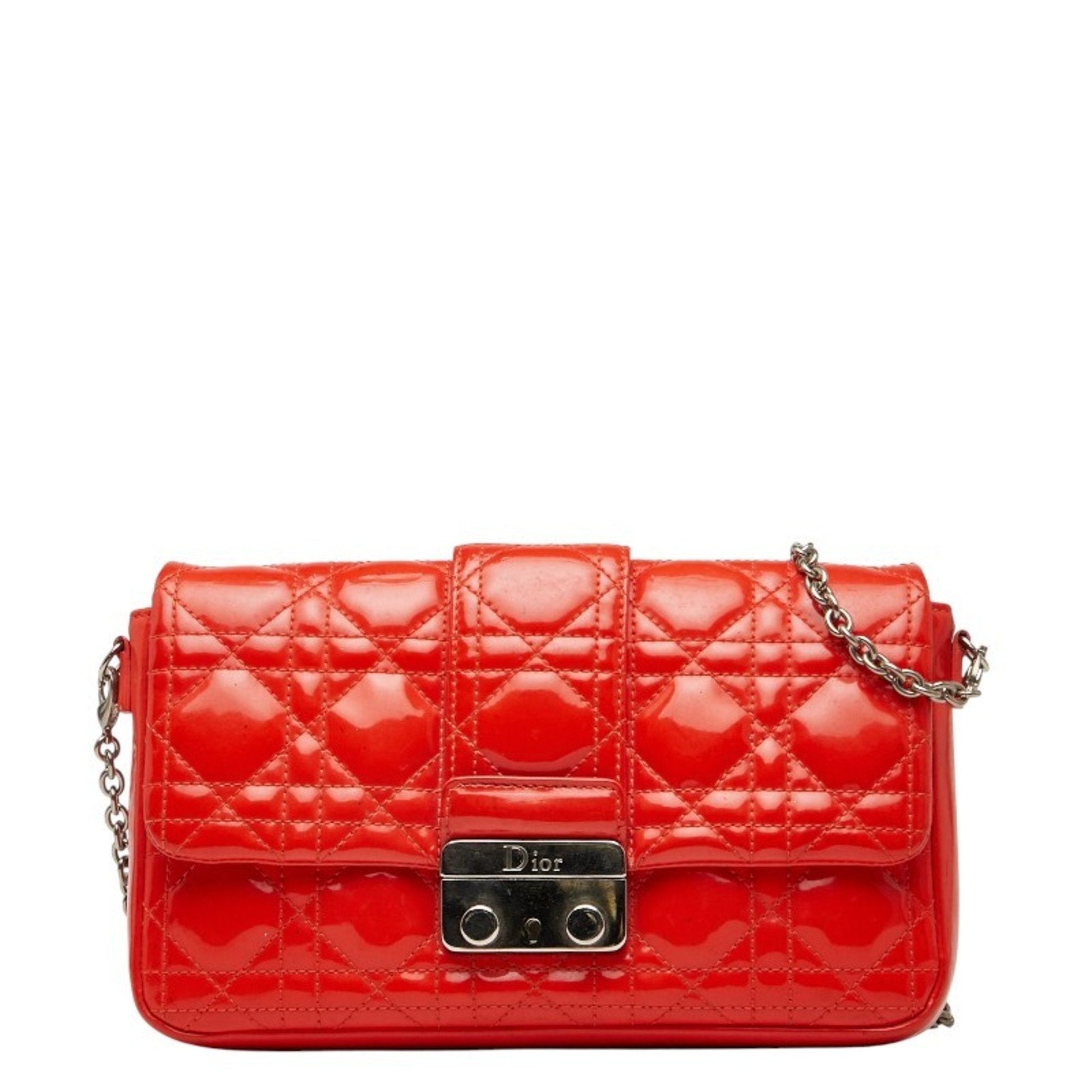 Dior Handbag Christian Shoulder Bag Leather Orange