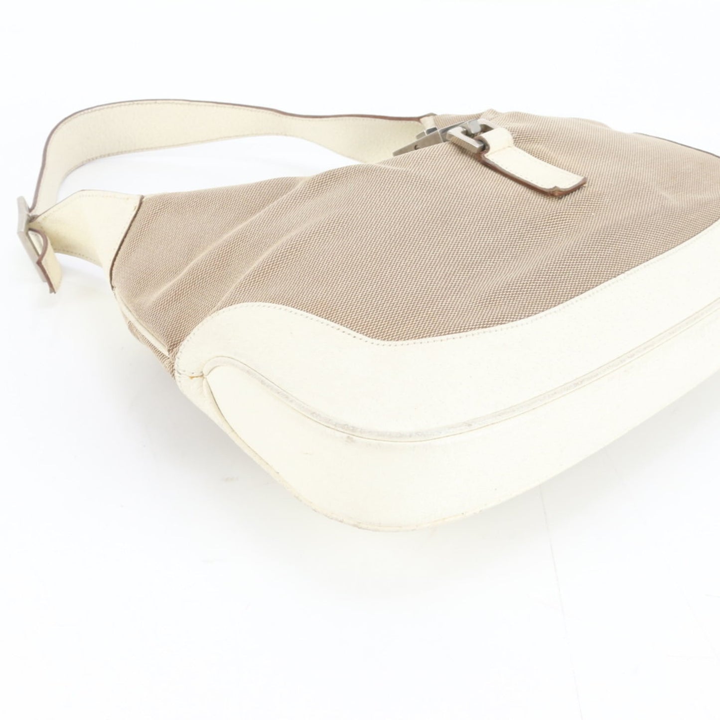 Gucci Beige Leather Canvas Shoulder Bag