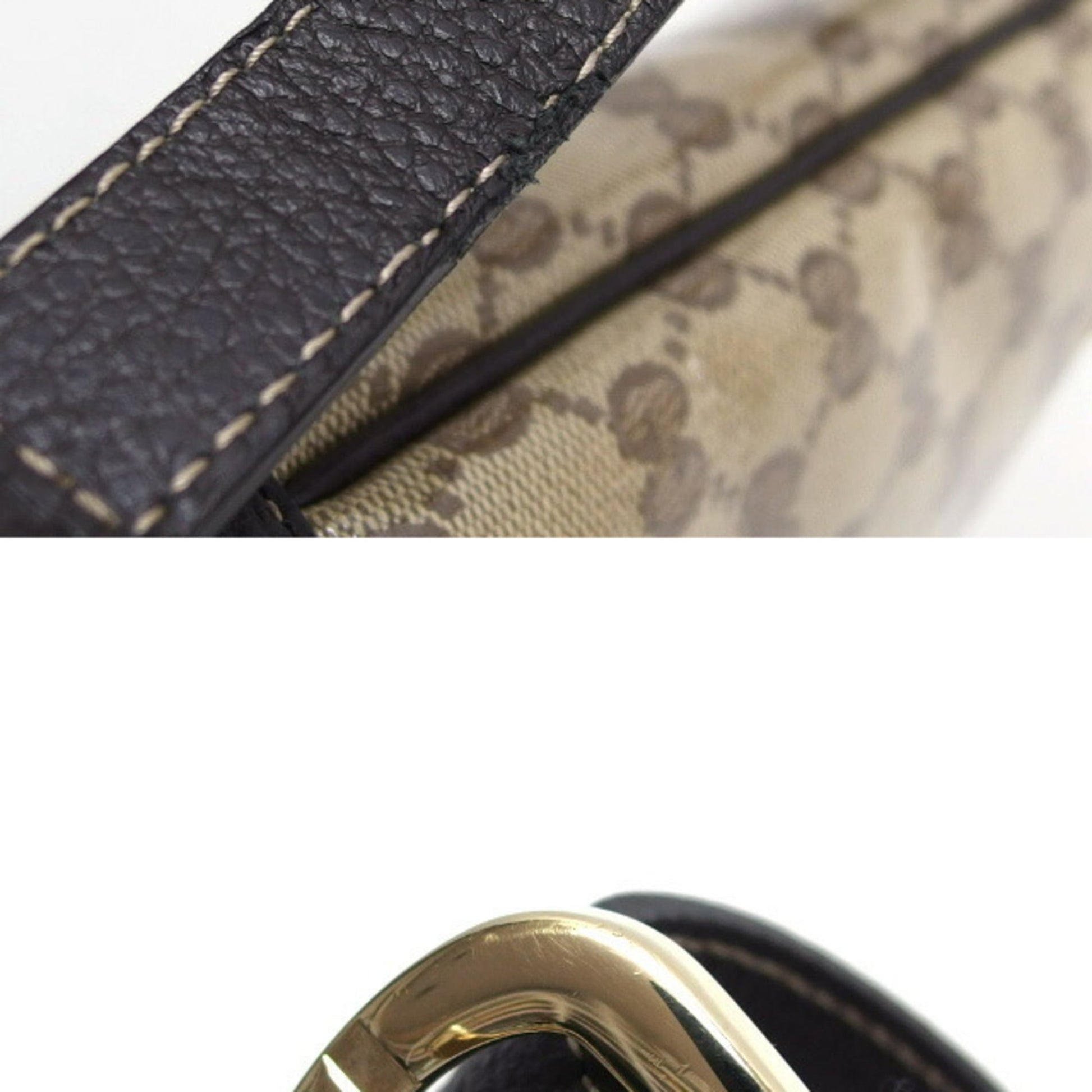 Gucci Beige Dark Brown Coated Canvas Leather Shoulder Bag