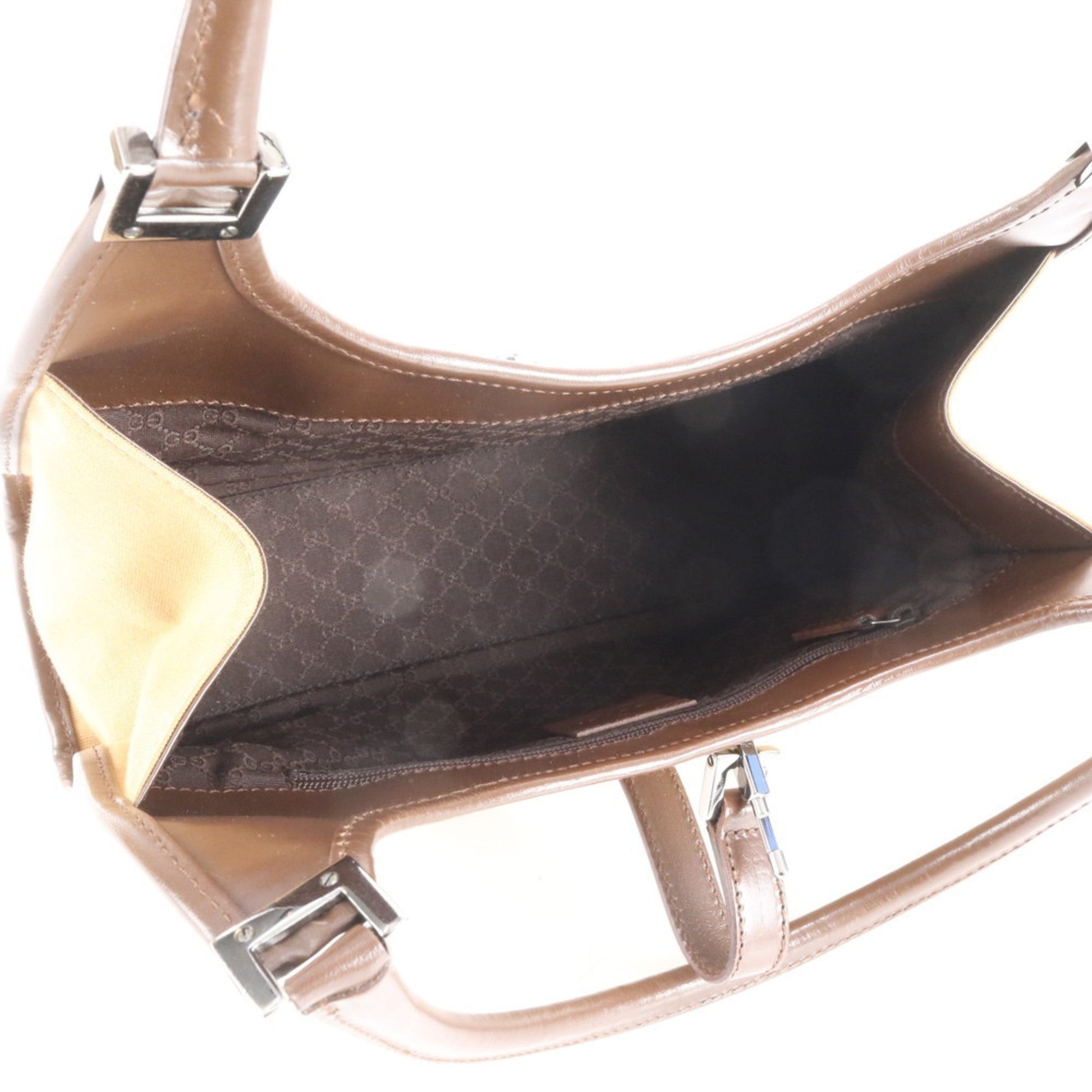 Gucci Brown Leather Canvas Shoulder Bag