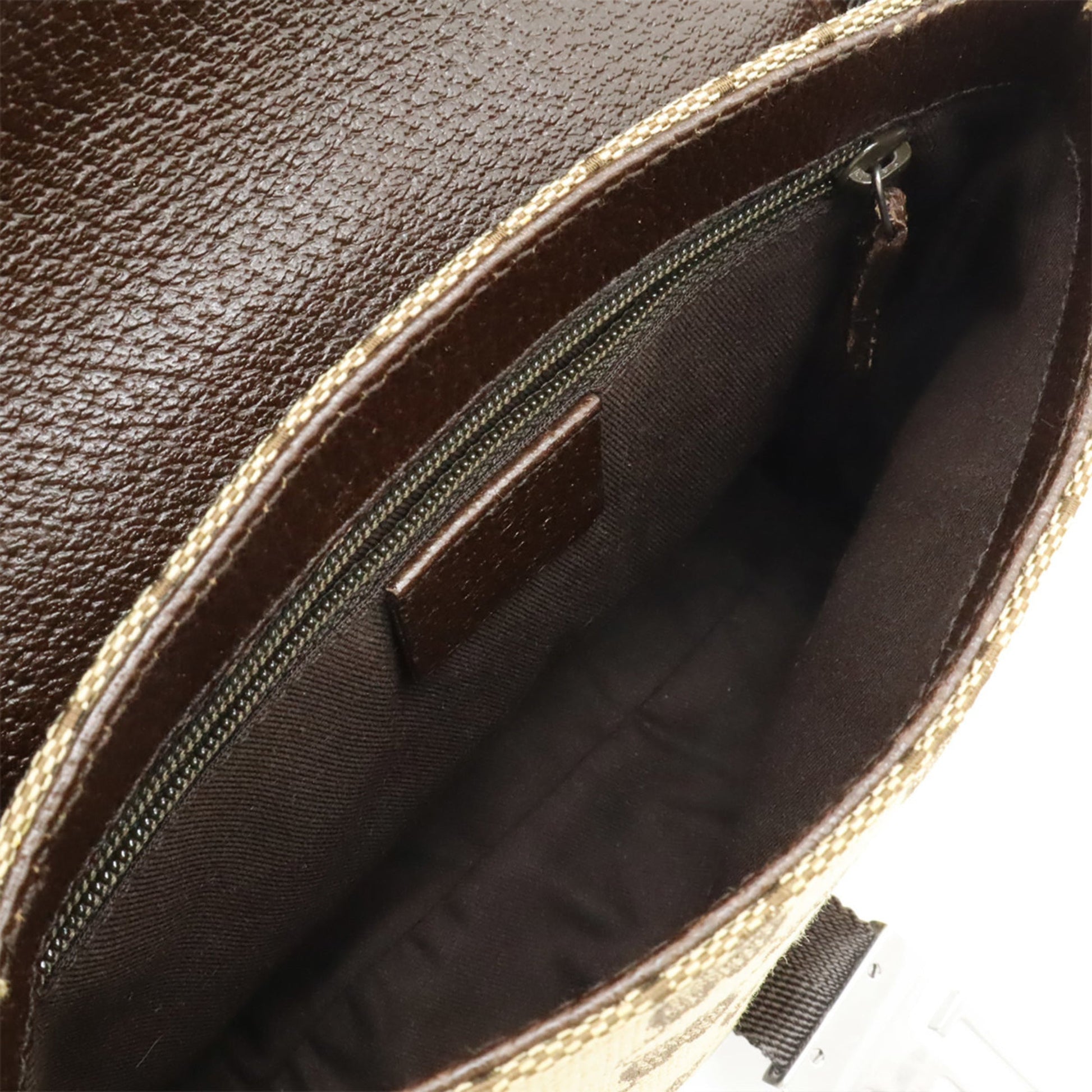 Gucci Beige Dark Brown Canvas Leather Pouch Sling Bag